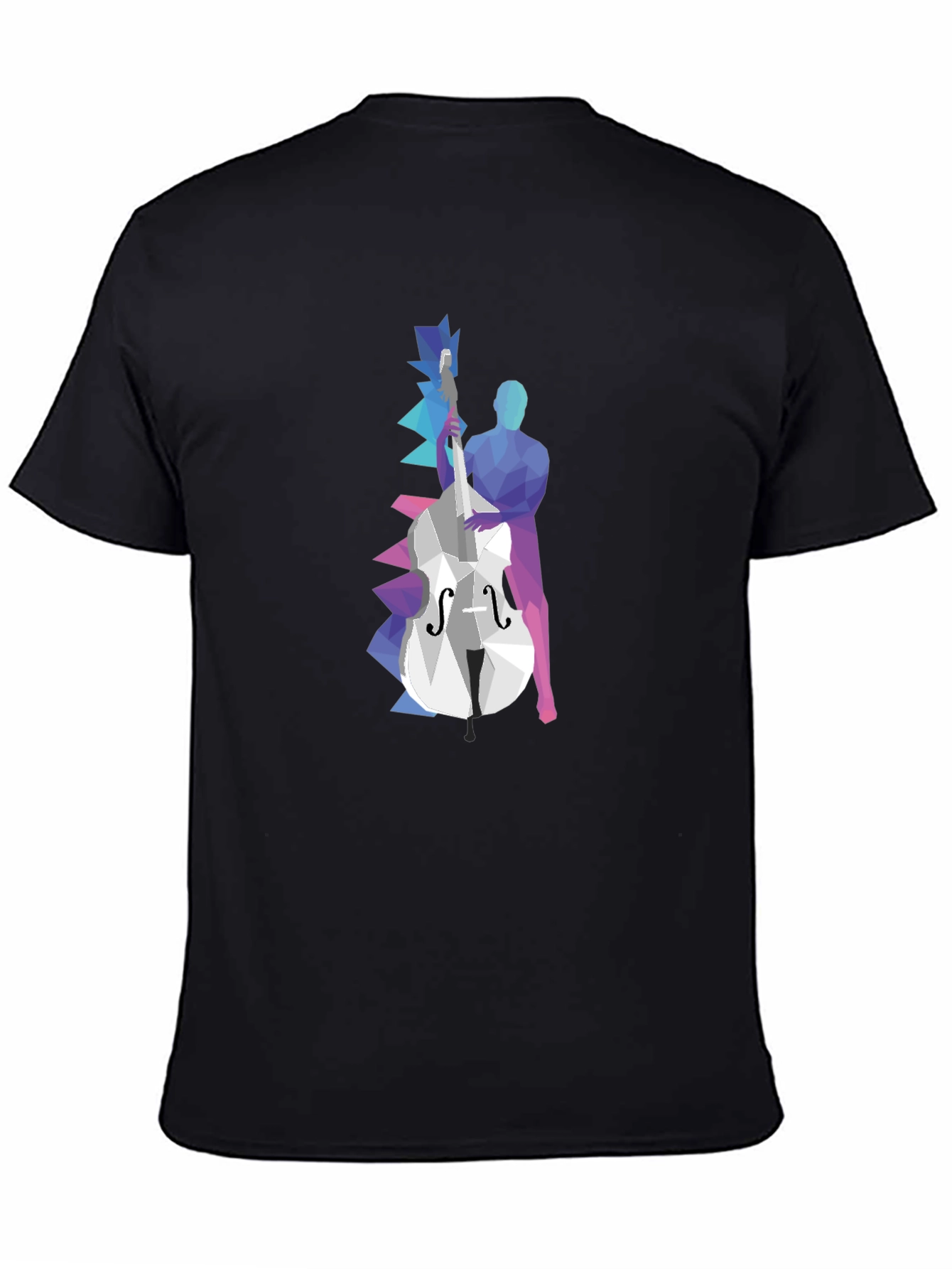 Geometric Bass Player Graphic Tee - Modern Art Shirt