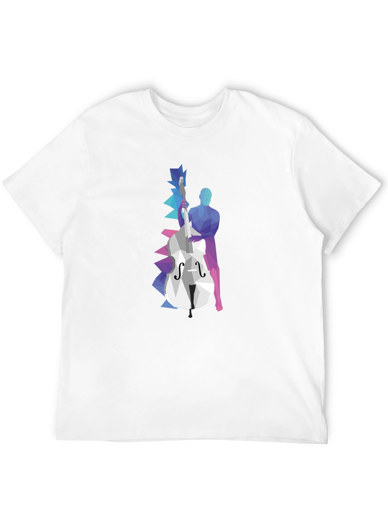 Geometric Bass Player Graphic Tee - Modern Art Shirt