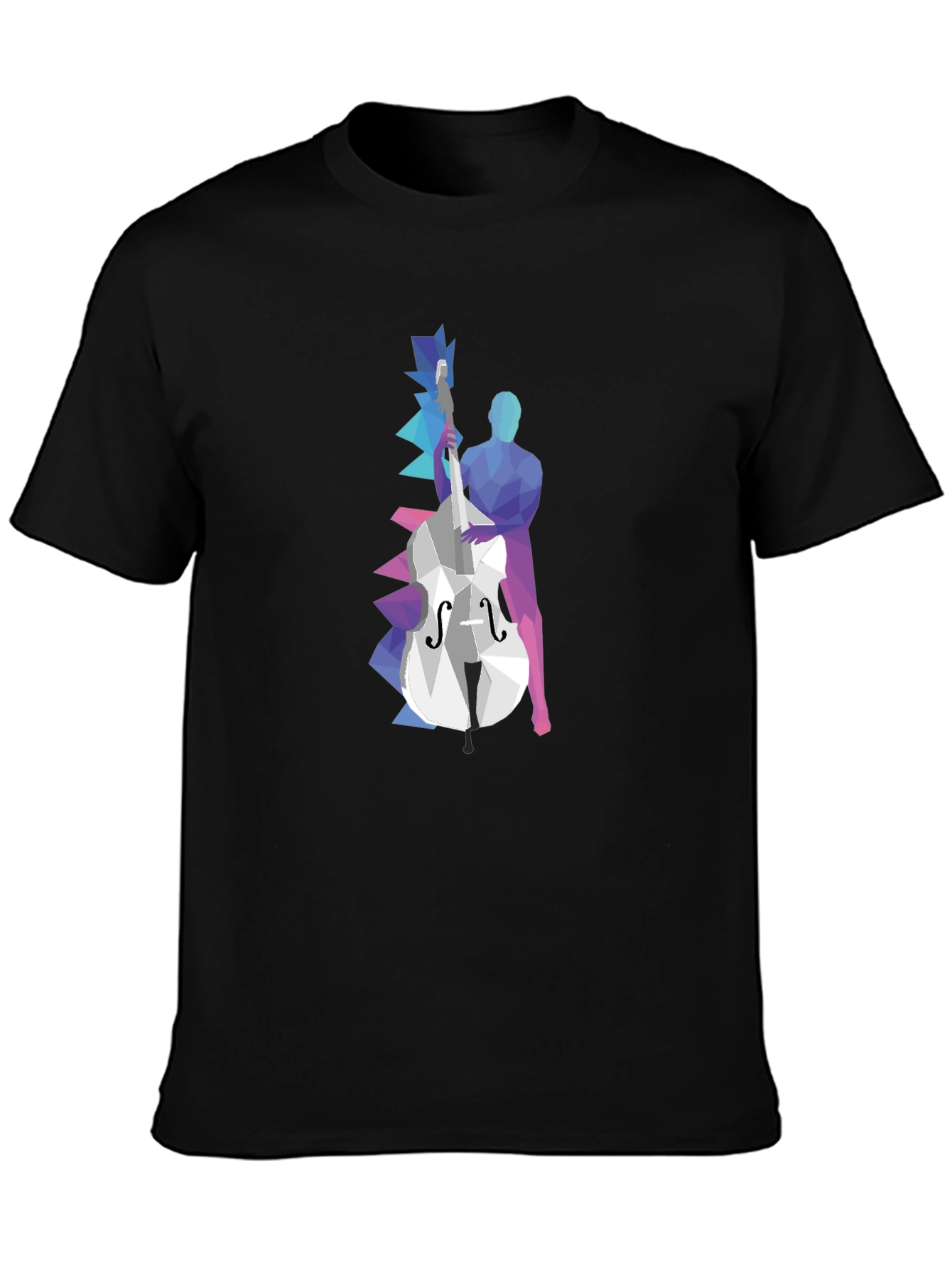 Geometric Bass Player Graphic Tee - Modern Art Shirt