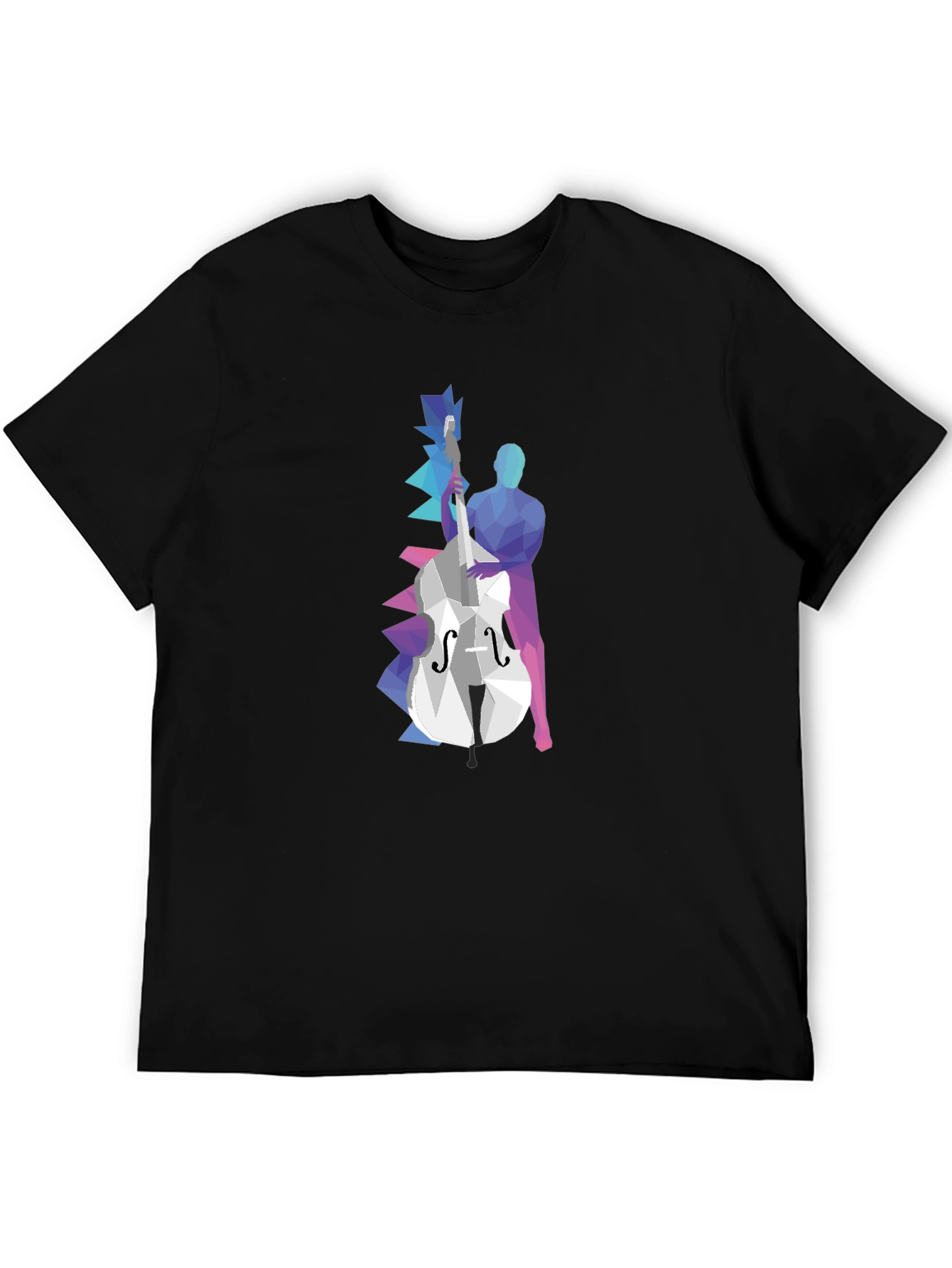 Geometric Bass Player Graphic Tee - Modern Art Shirt