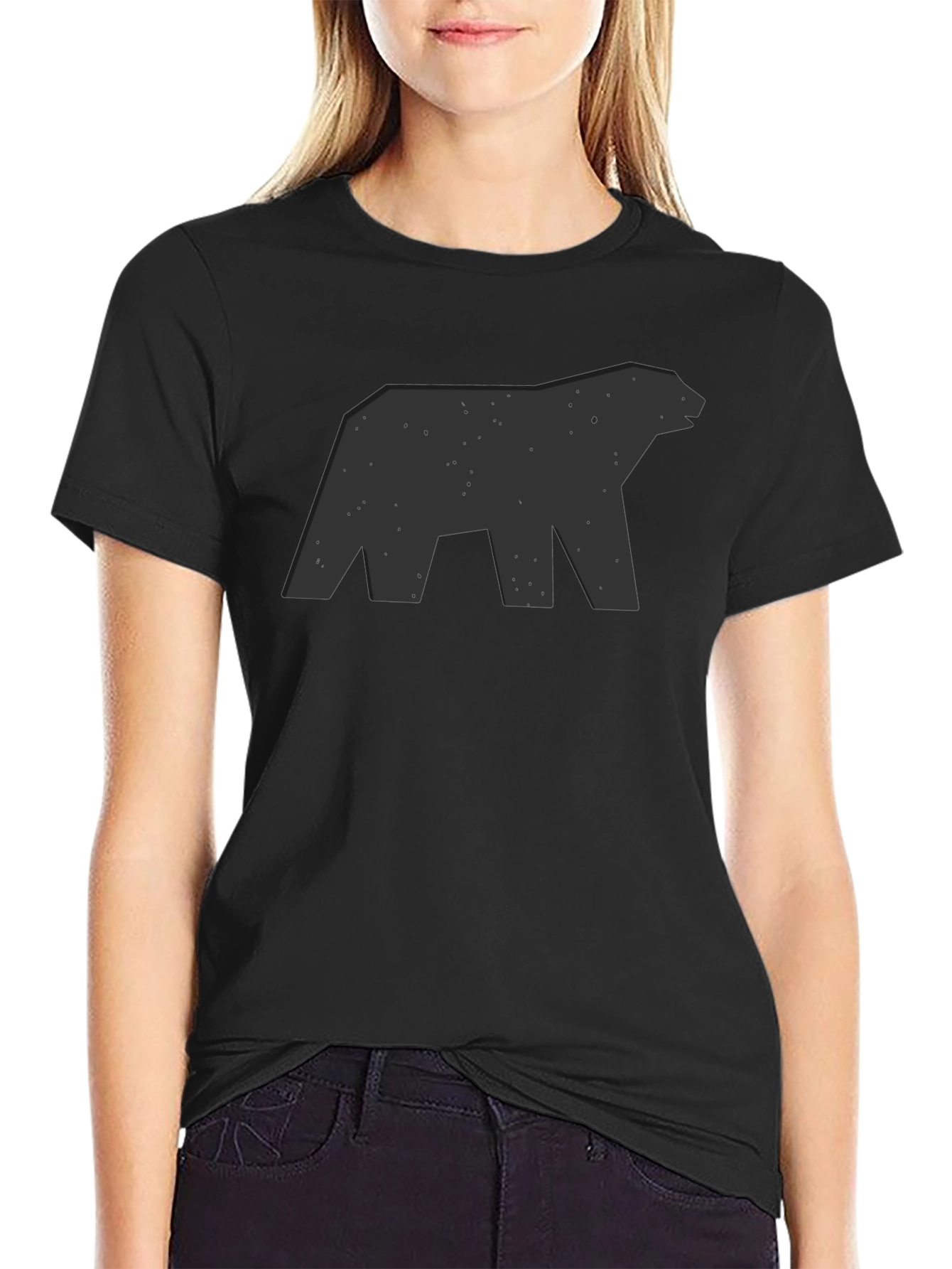 Geometric Bear Graphic Black T-Shirt