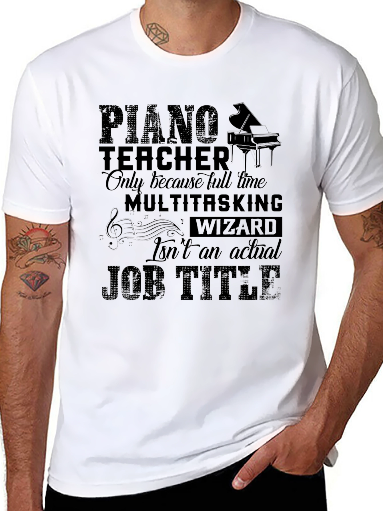 Piano Teacher Multitasking Wizard Graphic T-Shirt