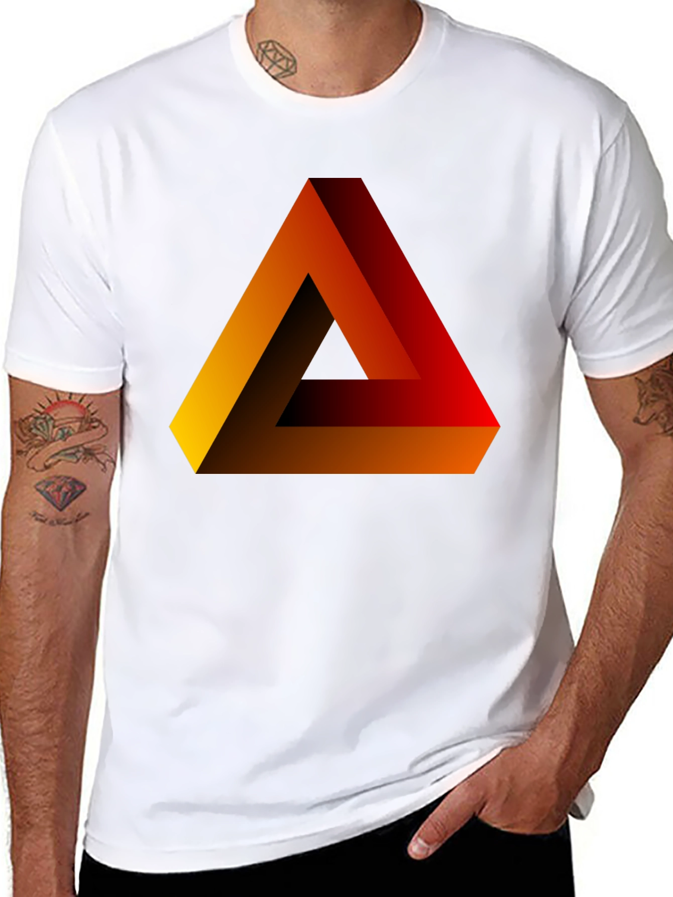 Impossible Triangle Graphic Tee - Black Cotton Shirt