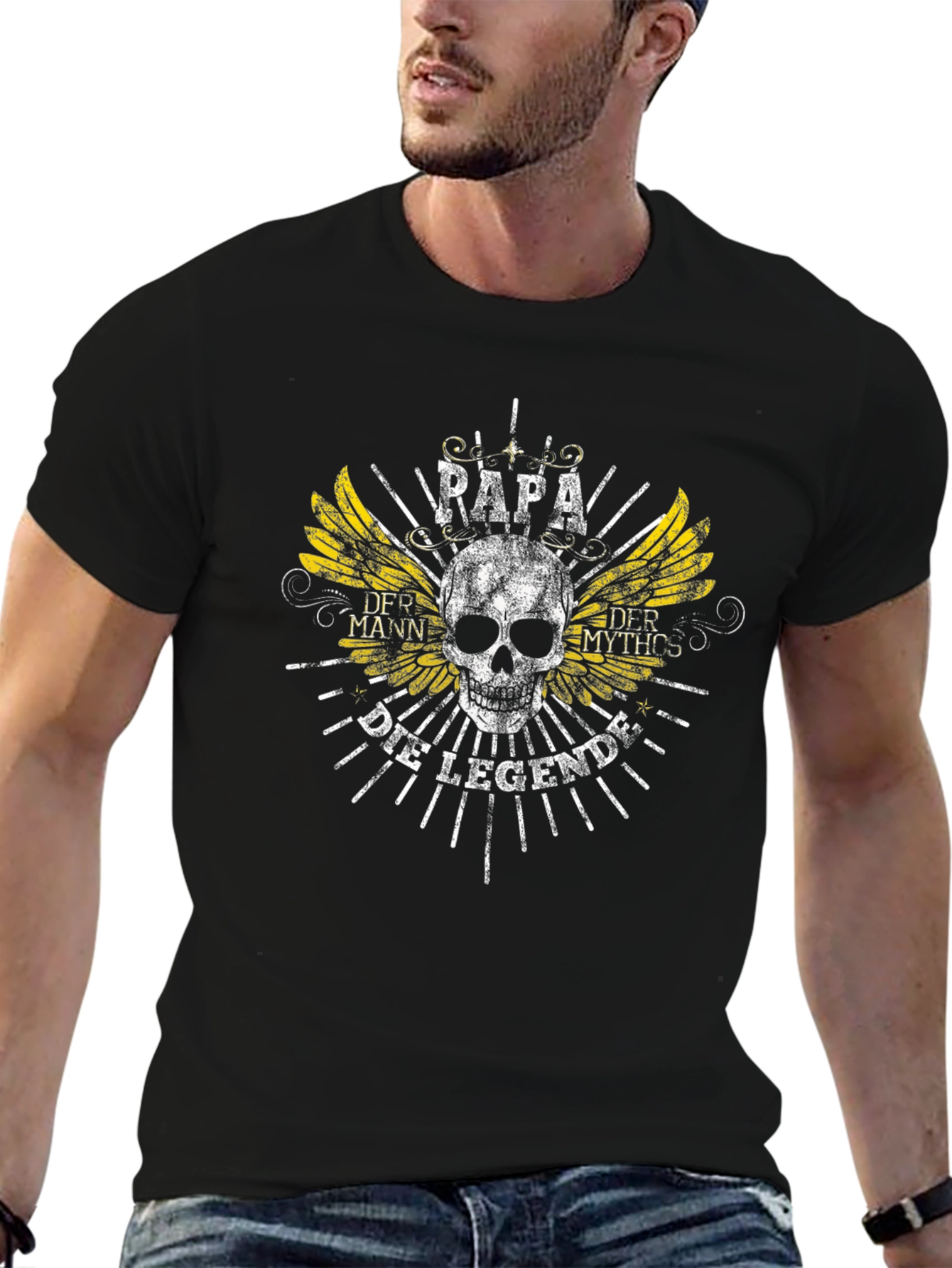 Papa Der Mann Die Legende Black Graphic T-Shirt