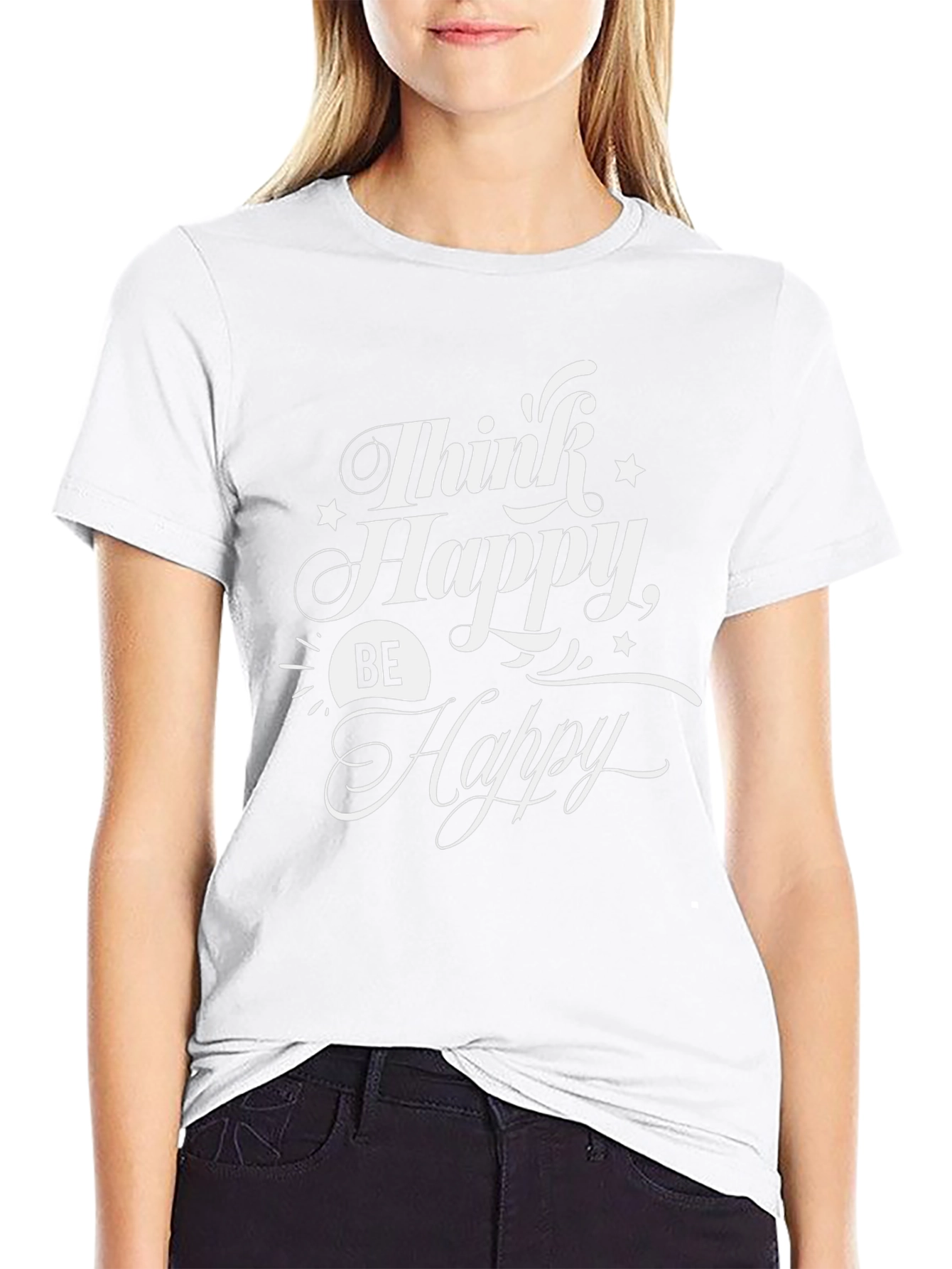 Think Happy Be Happy Graphic Tee Black