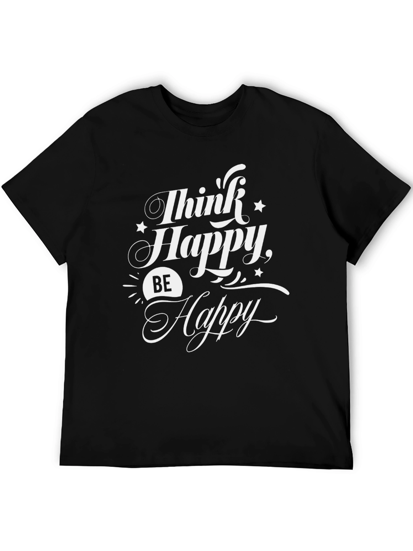 Think Happy Be Happy Graphic Tee Black