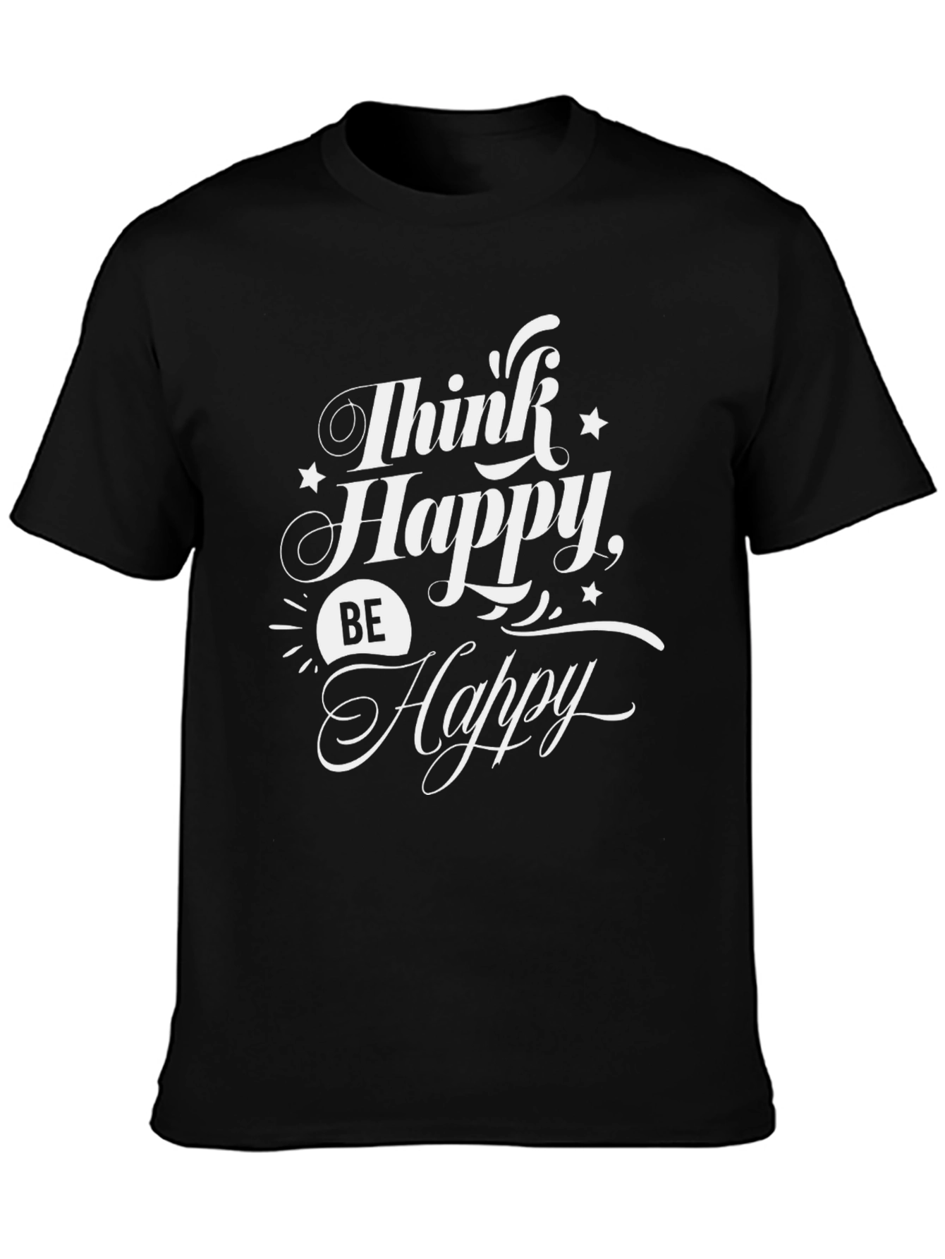 Think Happy Be Happy Graphic Tee Black