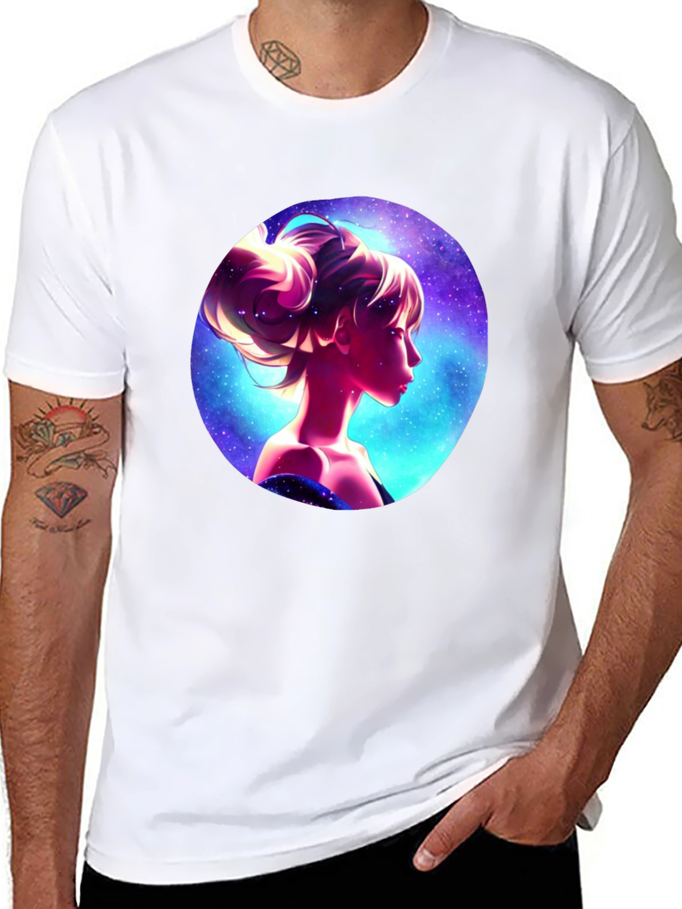 Cosmic Woman Graphic Tee - Stylish Black T-Shirt