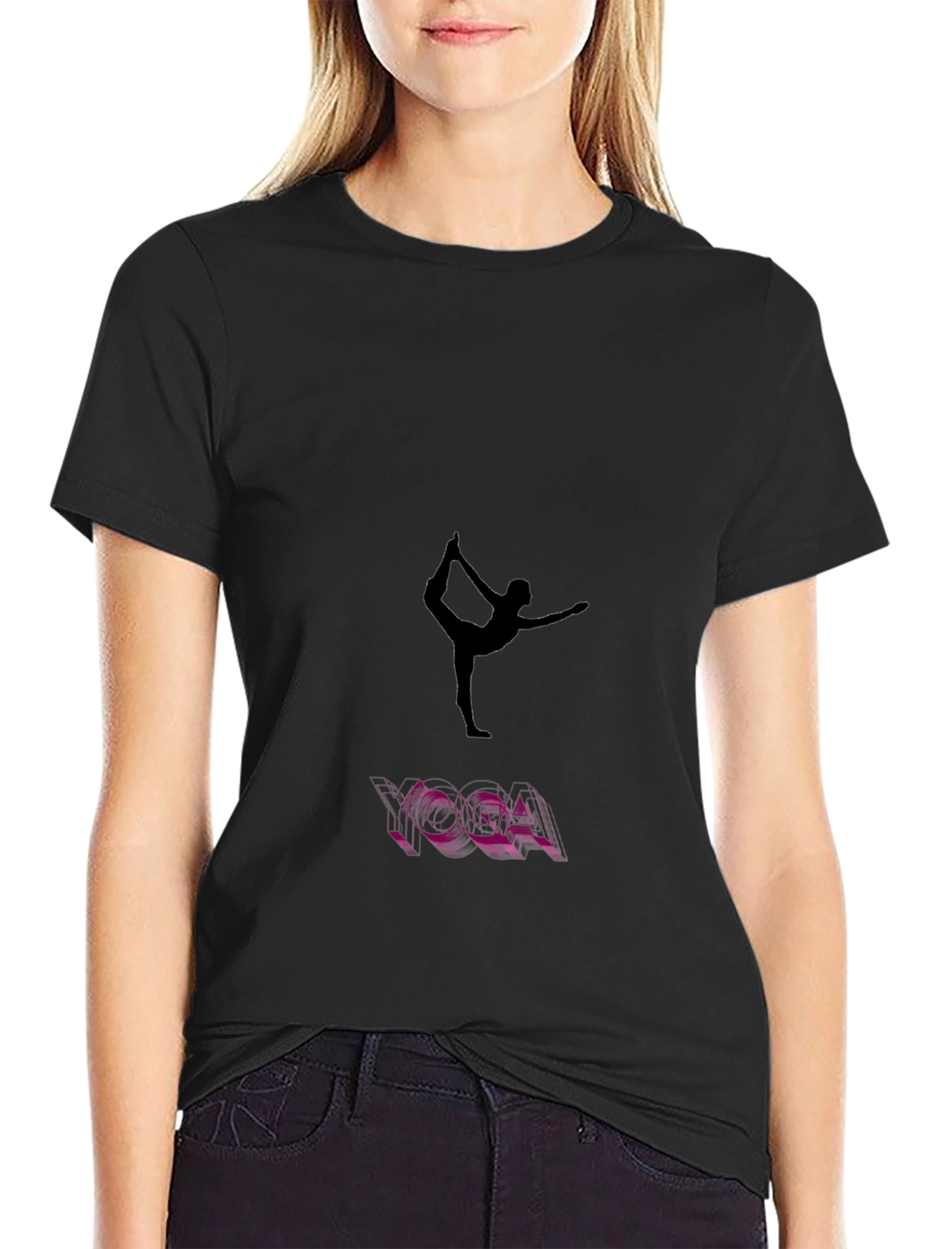 Yoga Pose Graphic Black T-Shirt