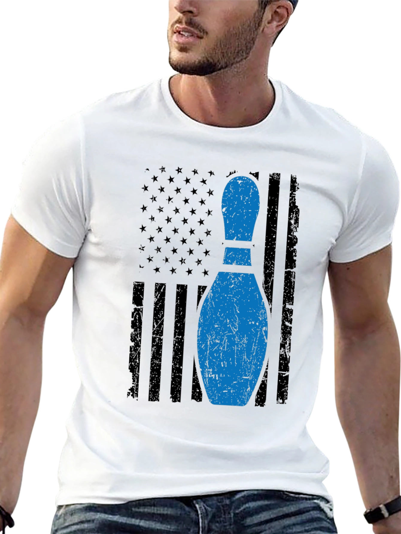 Bowling Pin Flag T-Shirt - Patriotic Bowler Tee