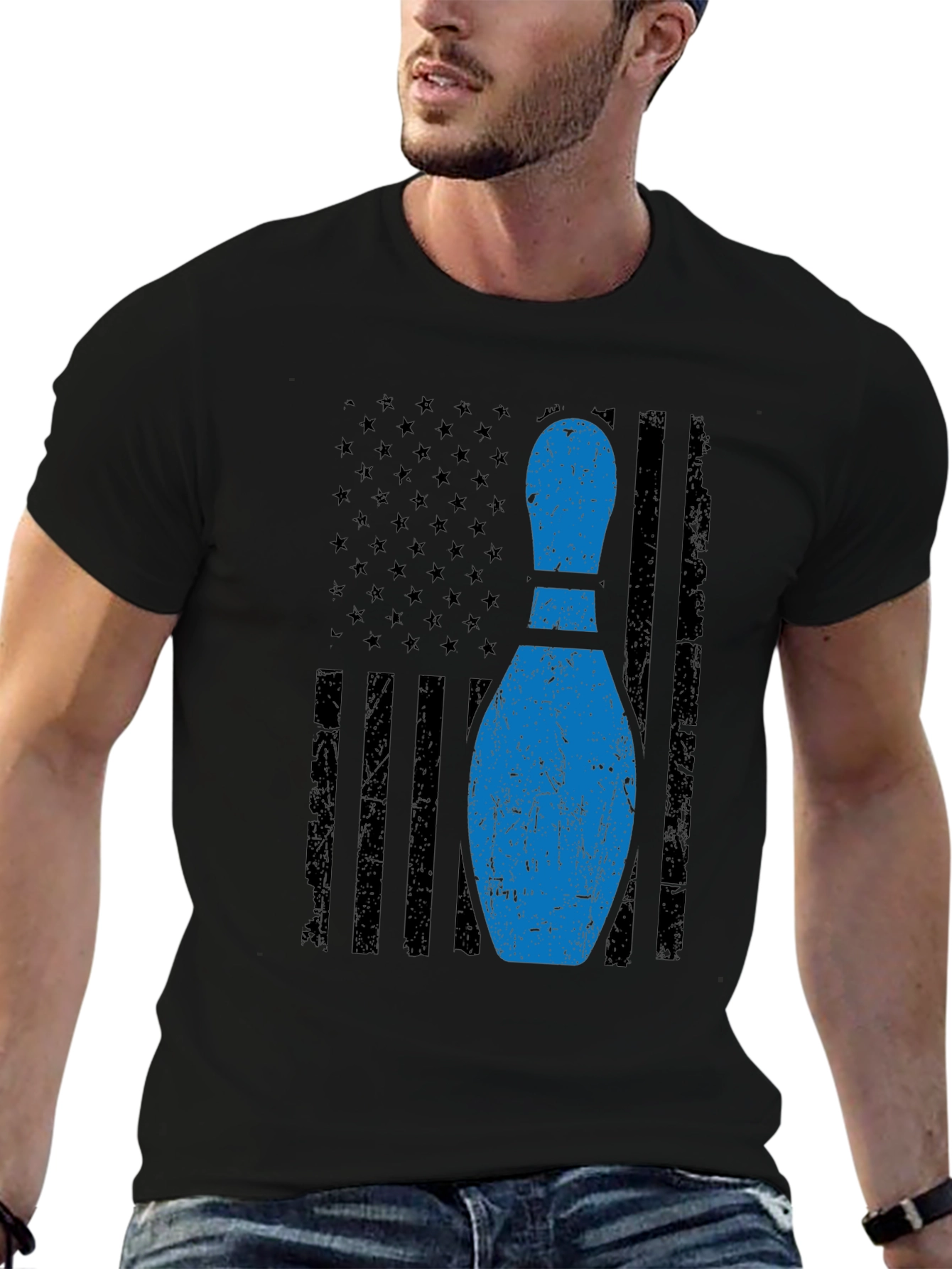Bowling Pin Flag T-Shirt - Patriotic Bowler Tee