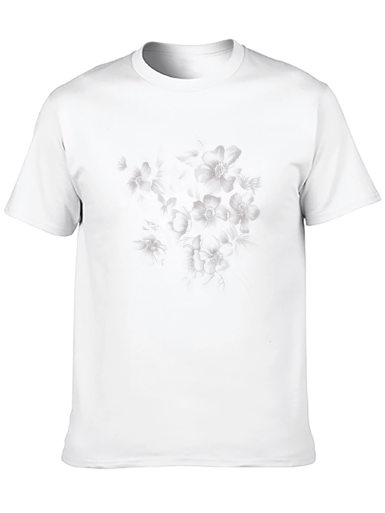 Floral Print Black Cotton T-Shirt
