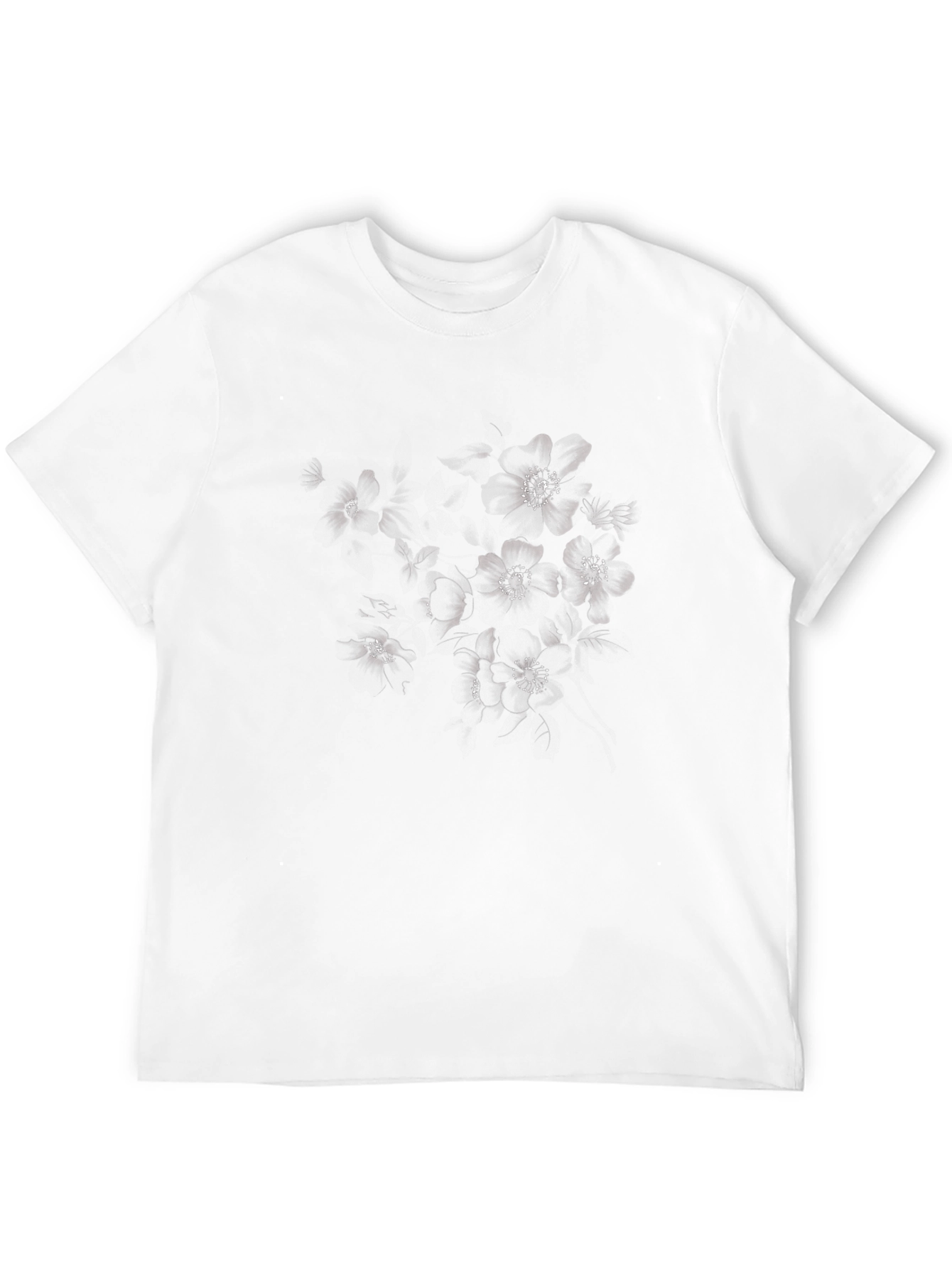 Floral Print Black Cotton T-Shirt