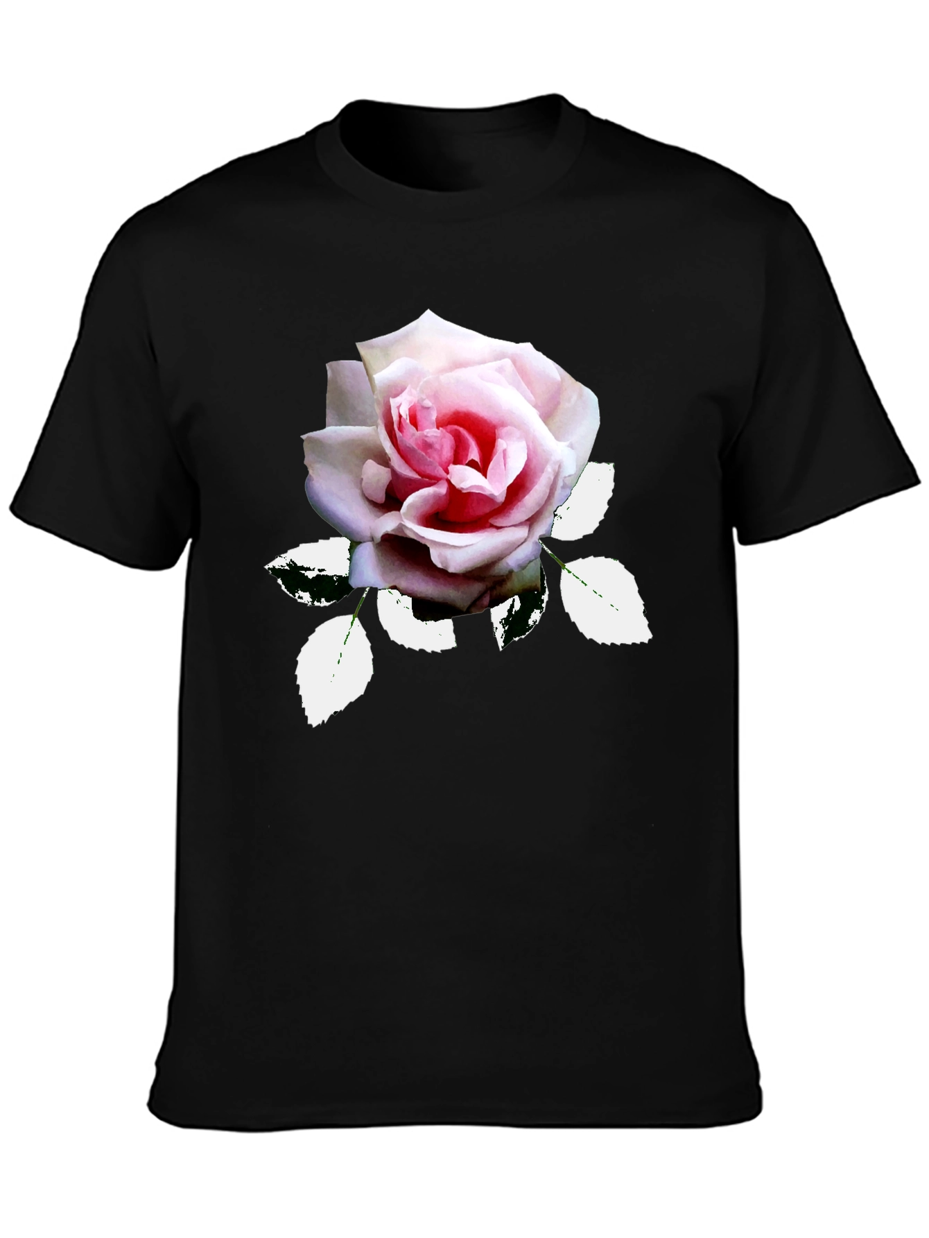 Elegant Rose Graphic T-Shirt - Black
