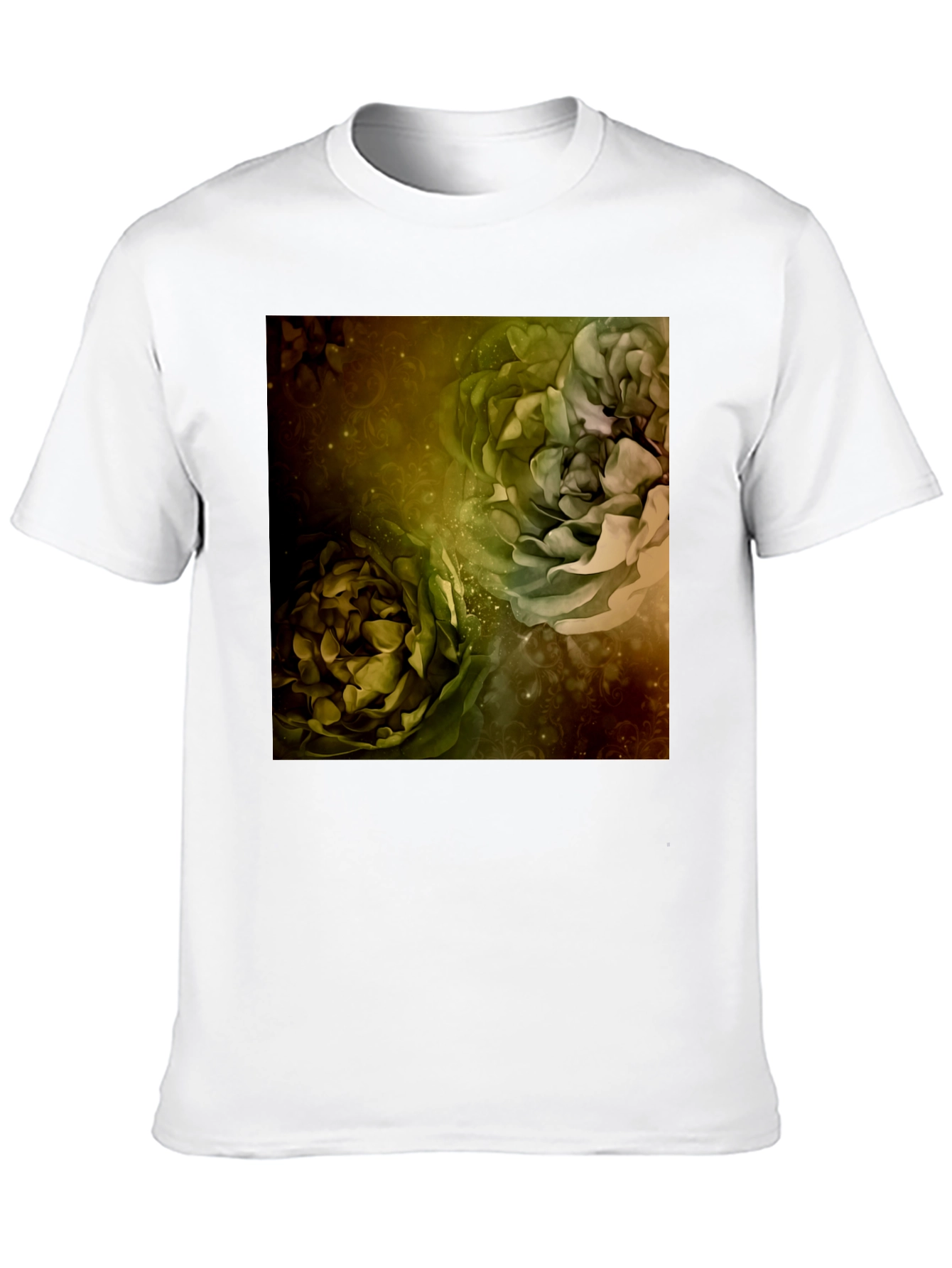 Floral Art Print Black T-Shirt