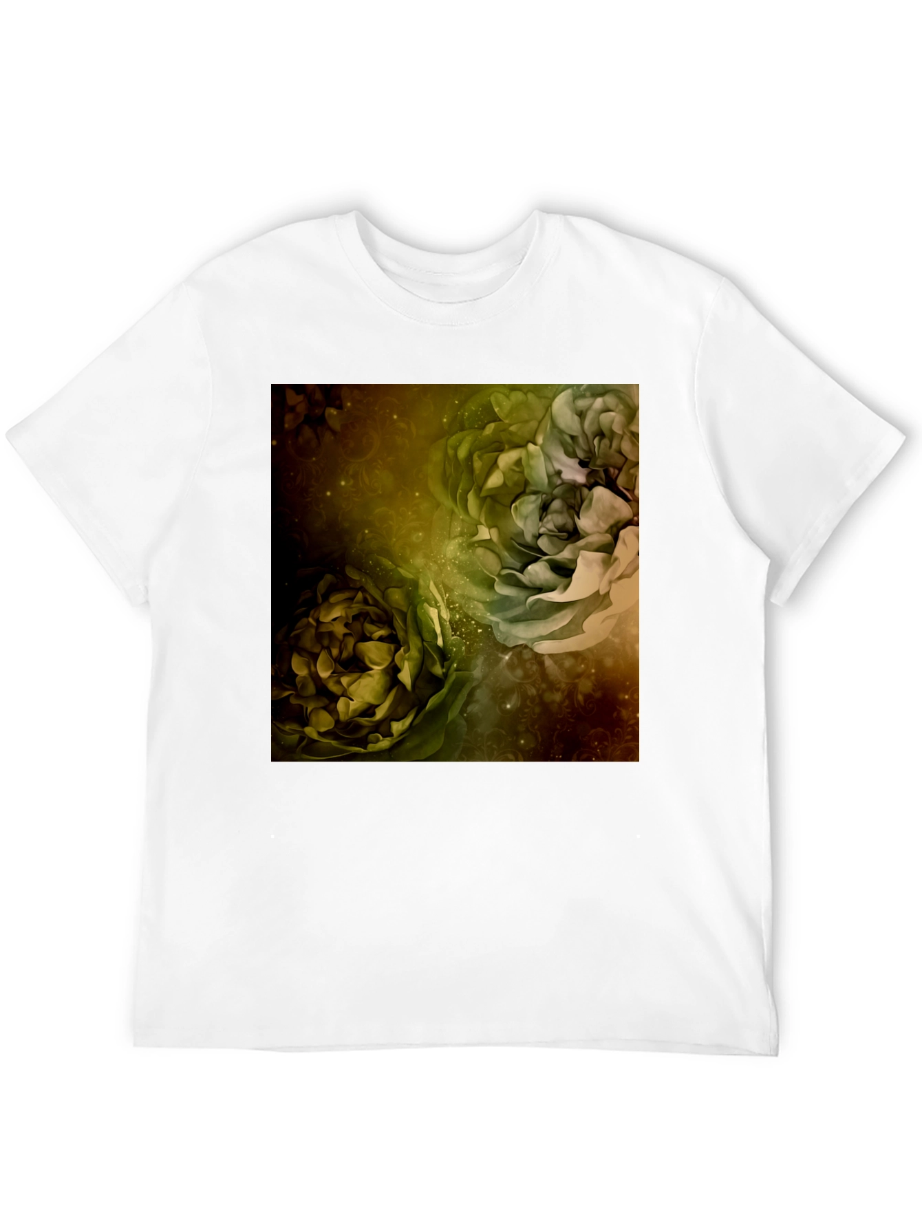 Floral Art Print Black T-Shirt