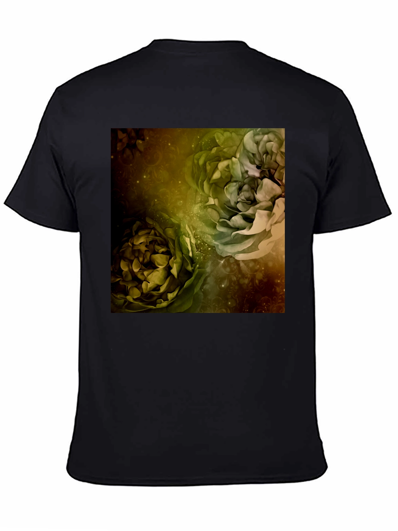Floral Art Print Black T-Shirt