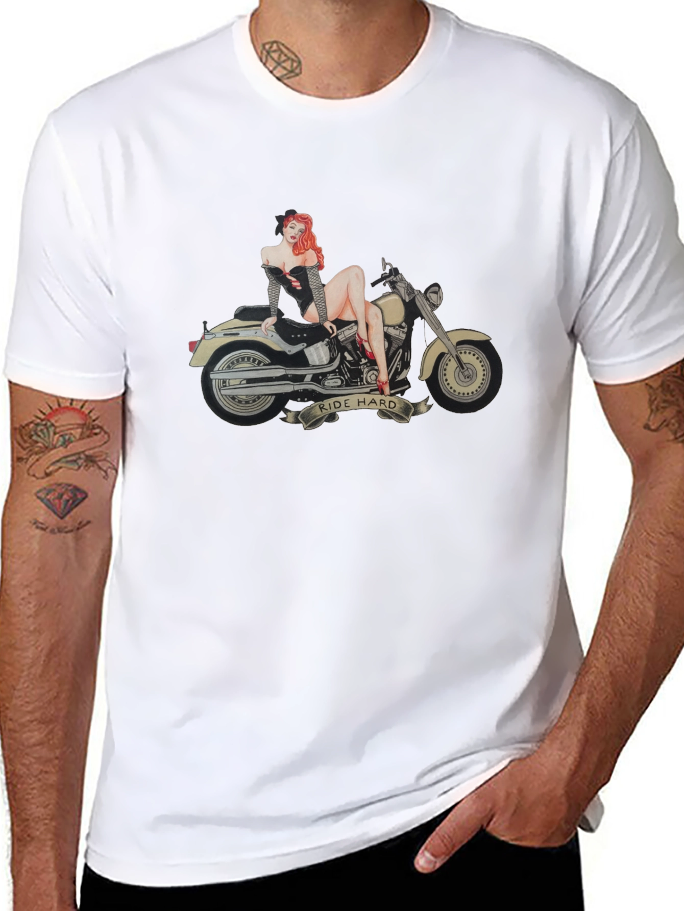 Ride Hard Motorcycle T-Shirt - Black Cotton Tee