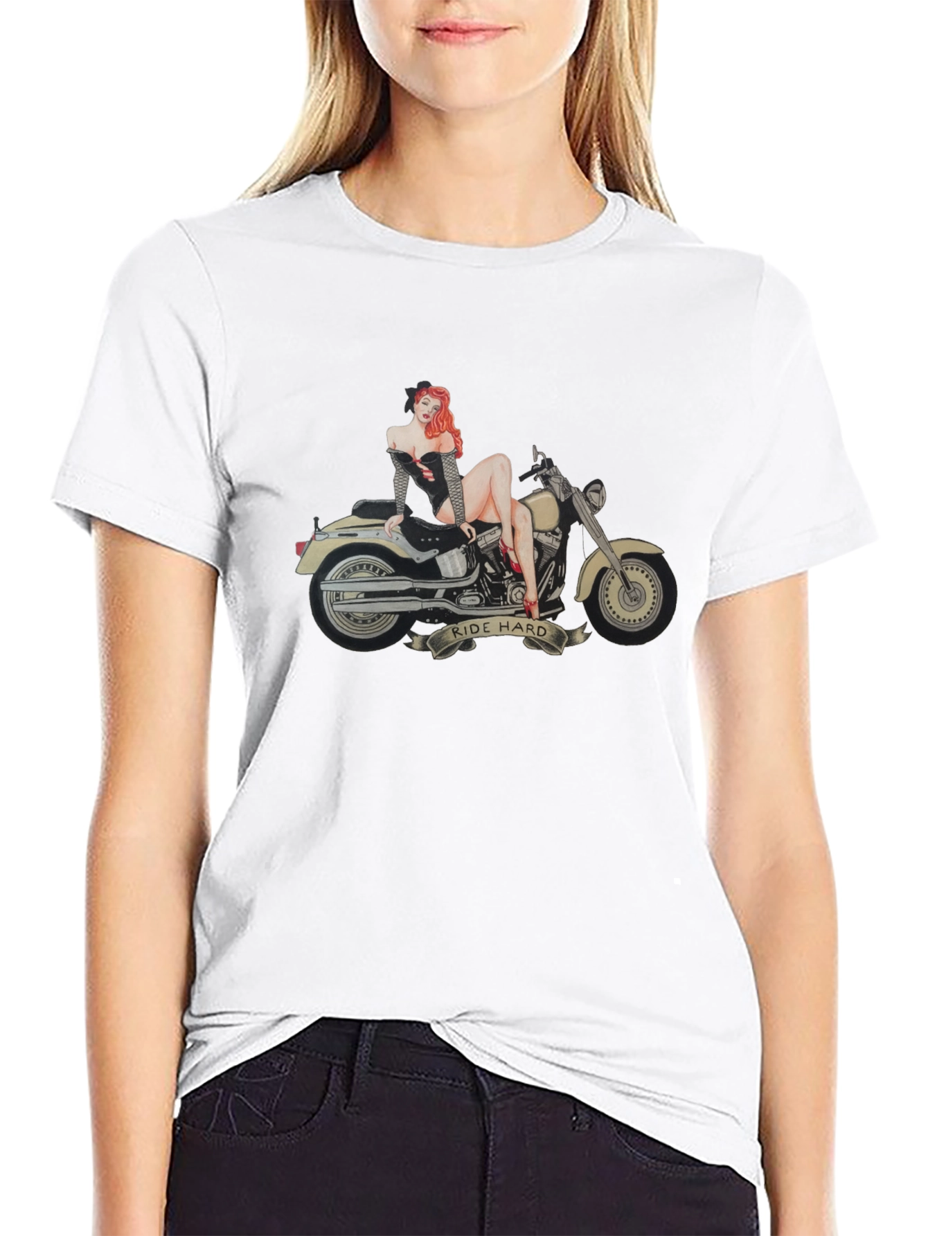 Ride Hard Motorcycle T-Shirt - Black Cotton Tee