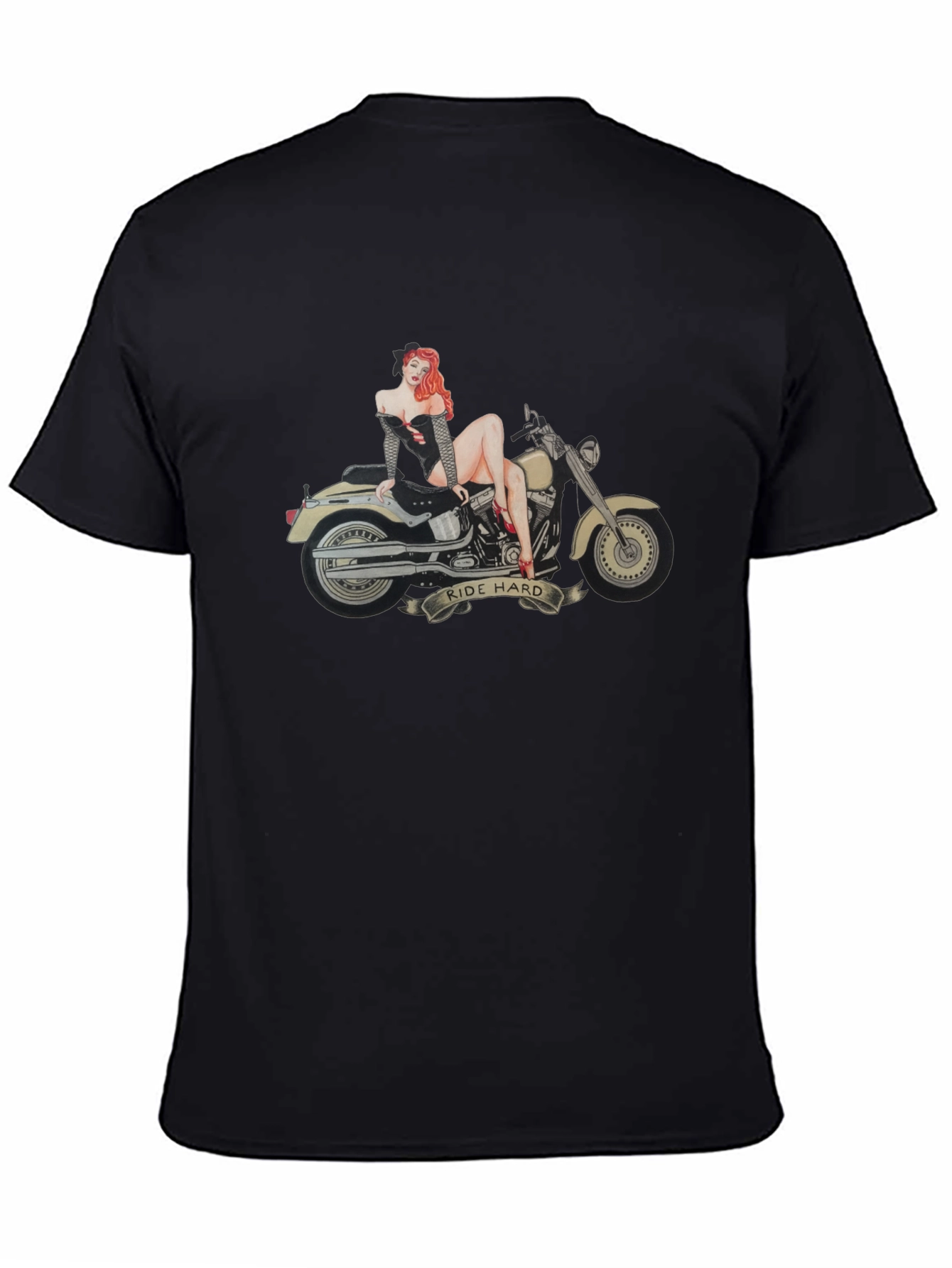 Ride Hard Motorcycle T-Shirt - Black Cotton Tee