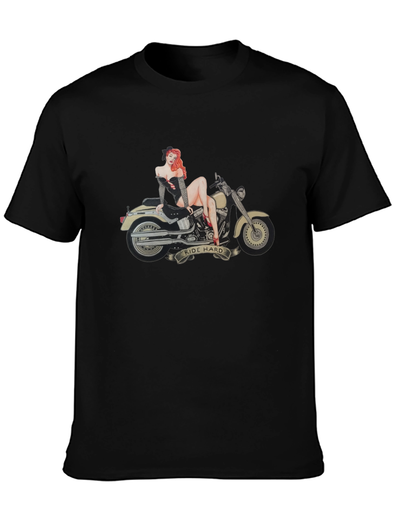 Ride Hard Motorcycle T-Shirt - Black Cotton Tee