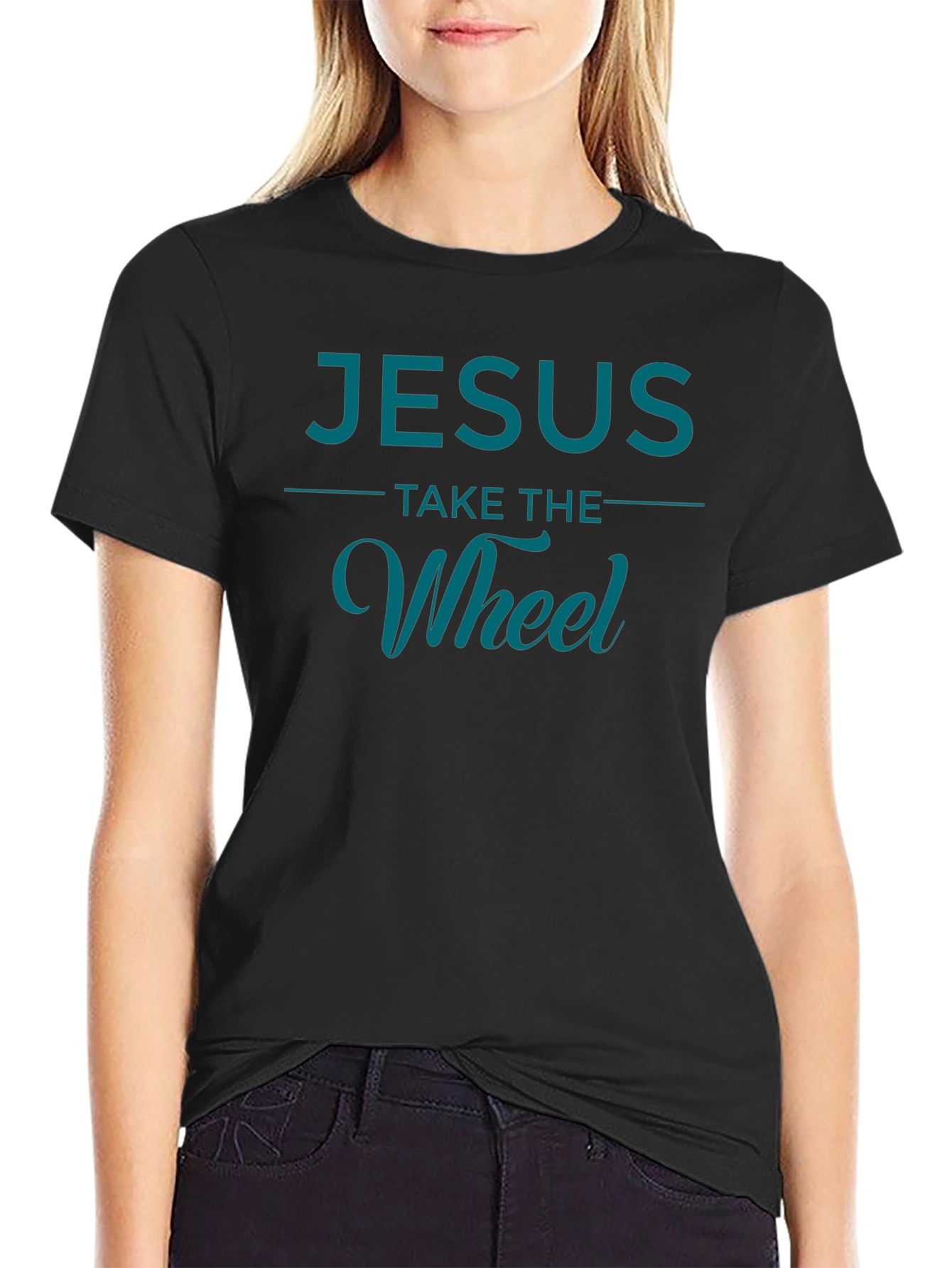 Jesus Take The Wheel Black T-Shirt