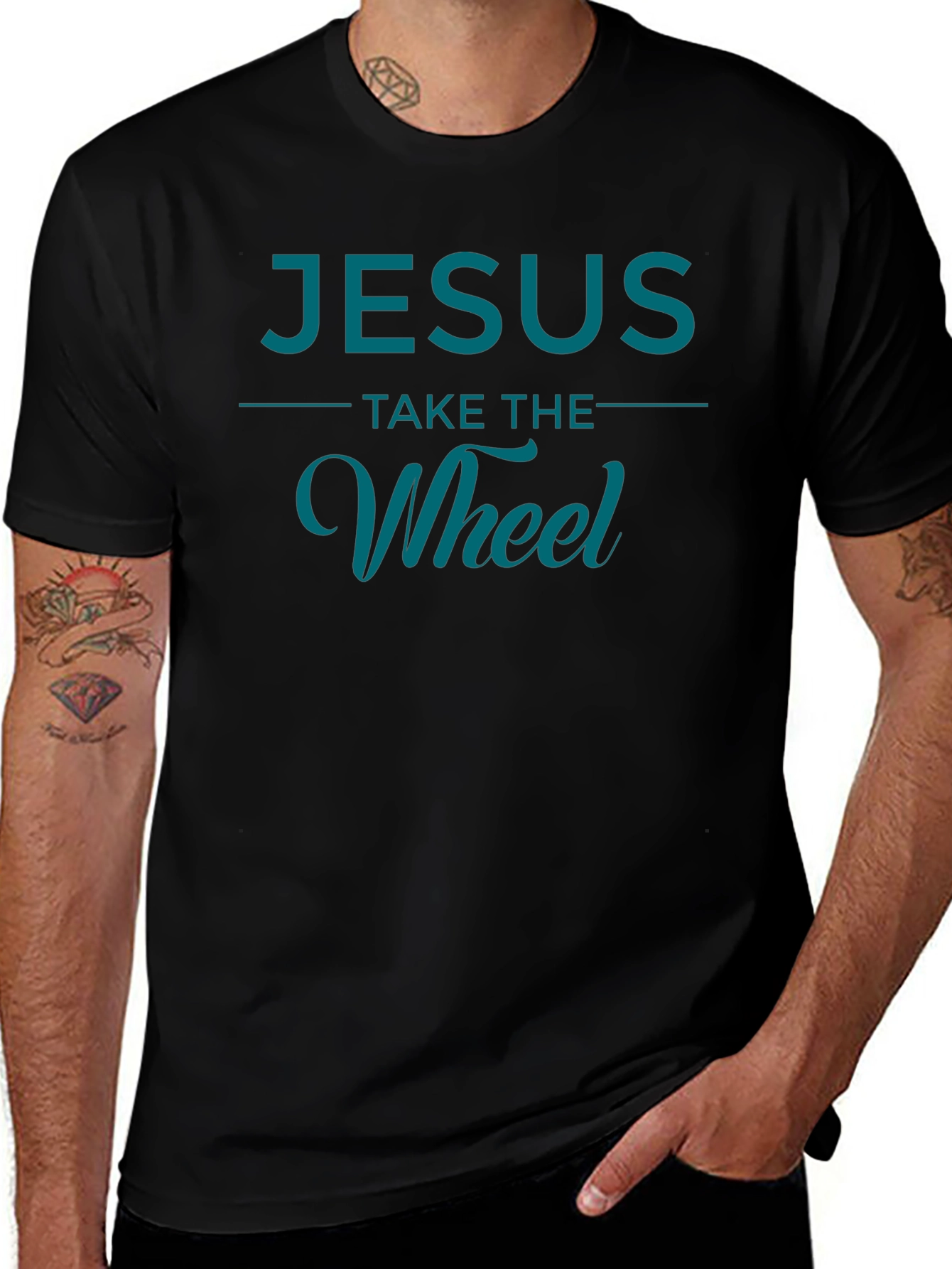 Jesus Take The Wheel Black T-Shirt