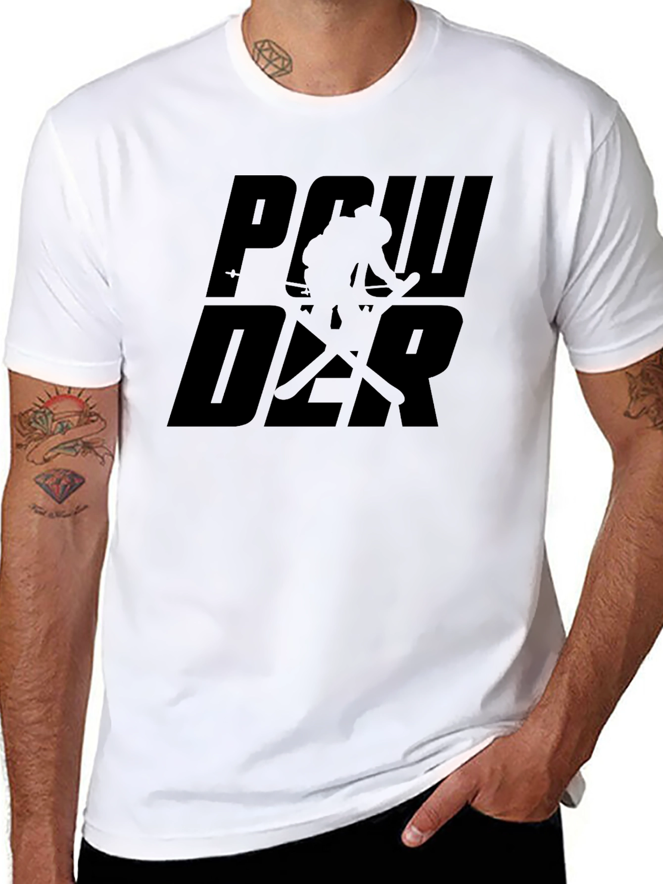 Powder Skiing Graphic T-Shirt | Black Cotton Tee
