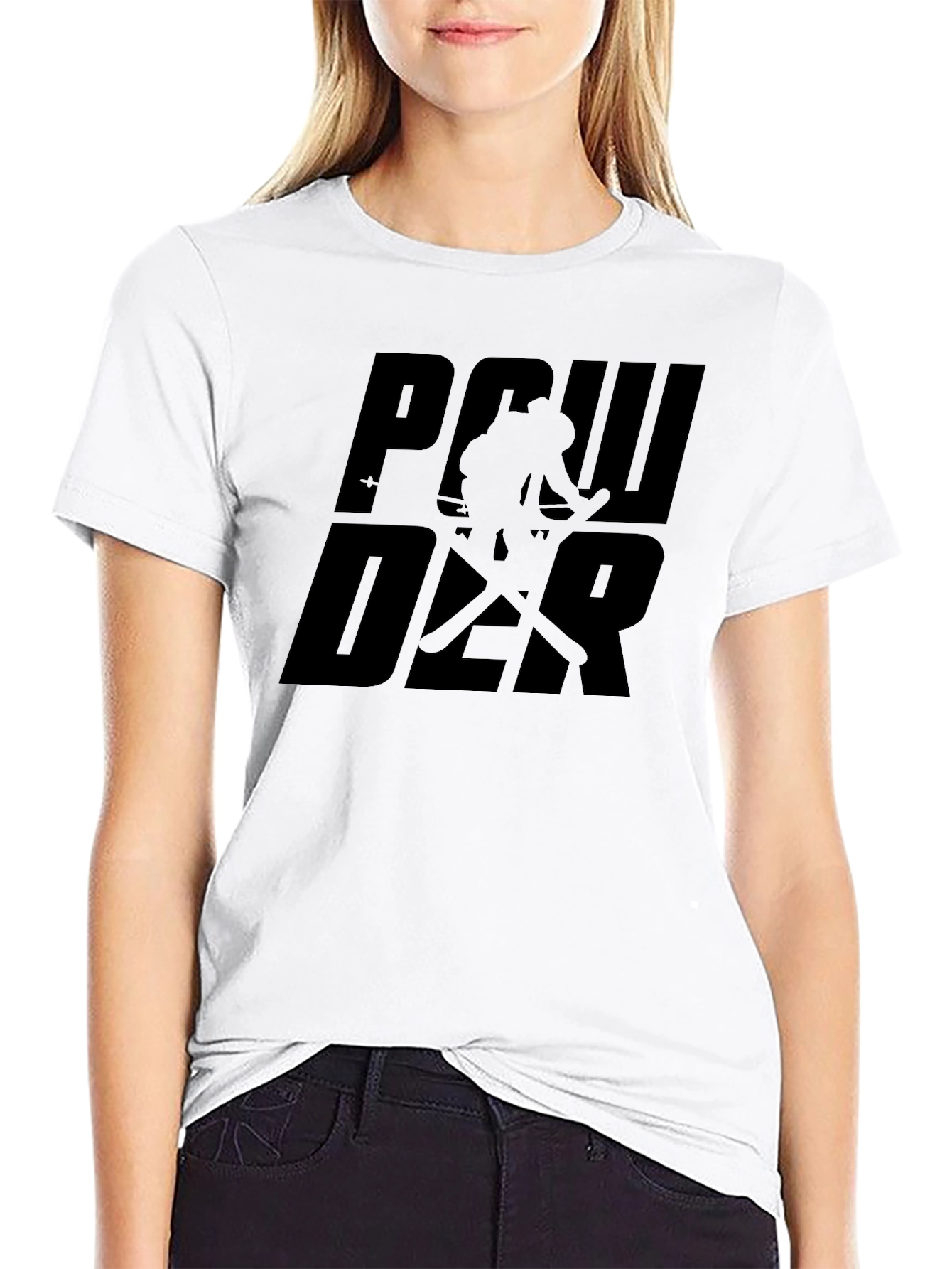 Powder Skiing Graphic T-Shirt | Black Cotton Tee