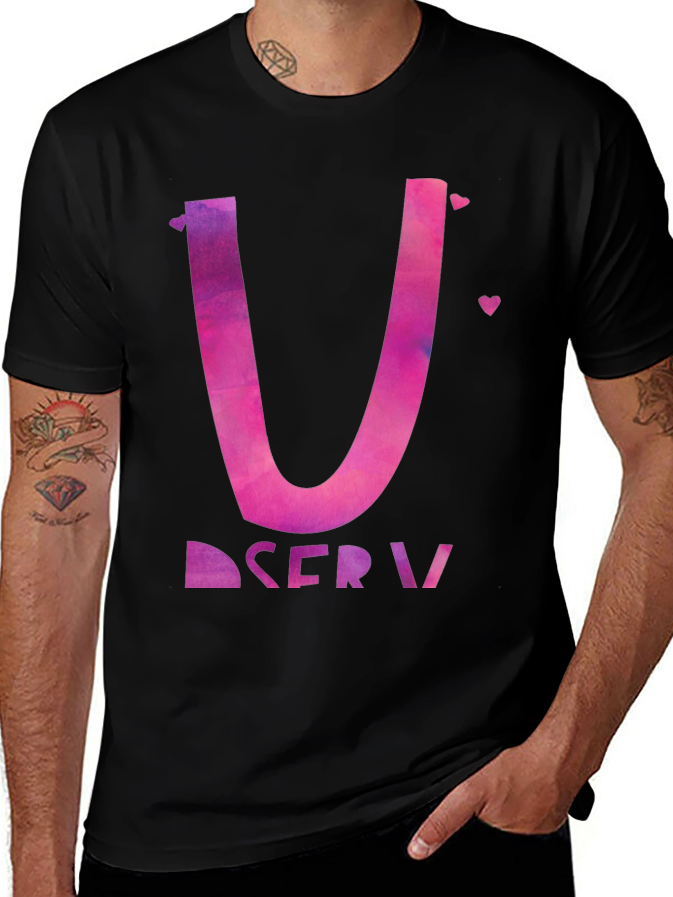 Love Letter Initial U Graphic Tee - Black