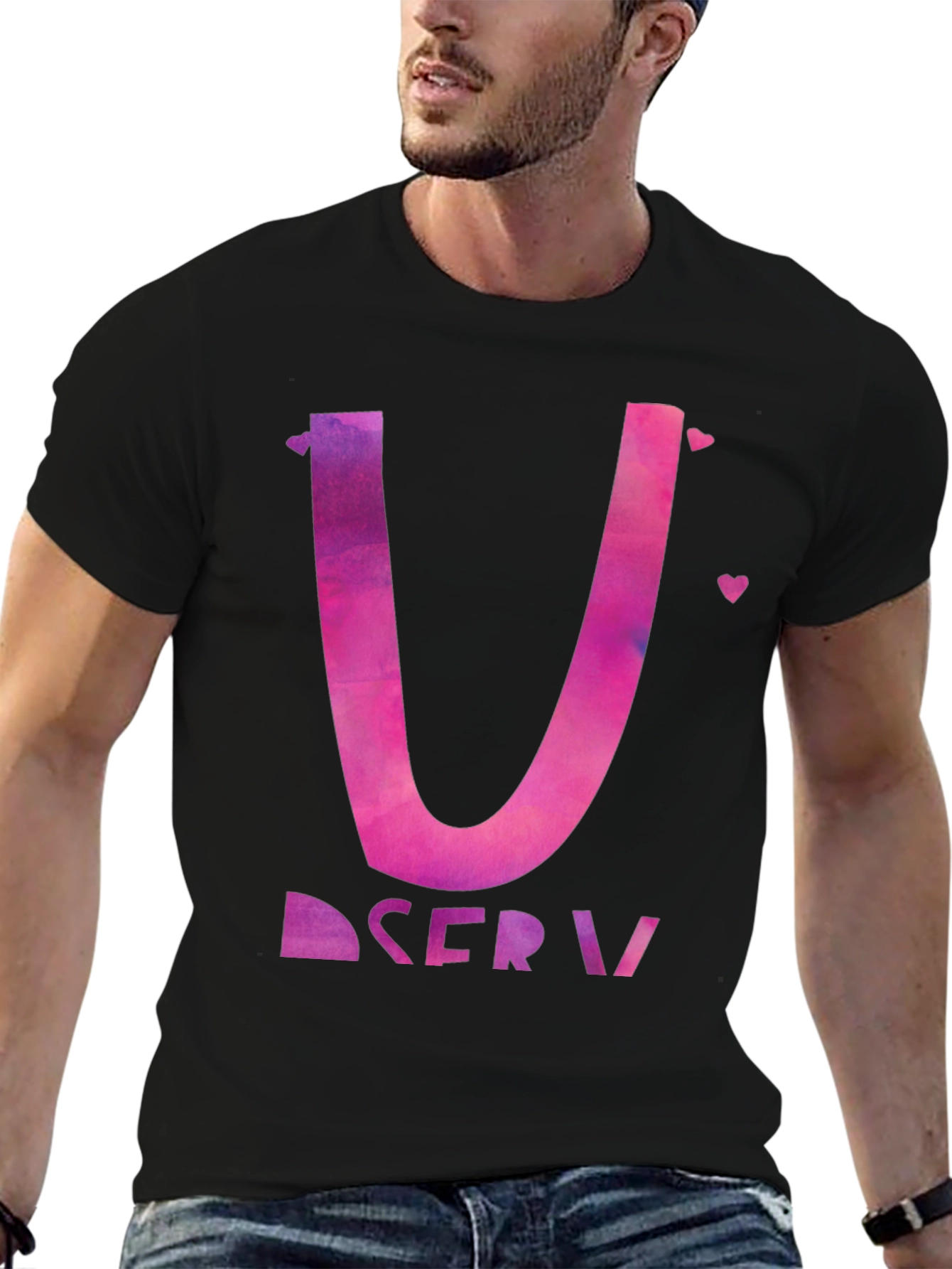 Love Letter Initial U Graphic Tee - Black