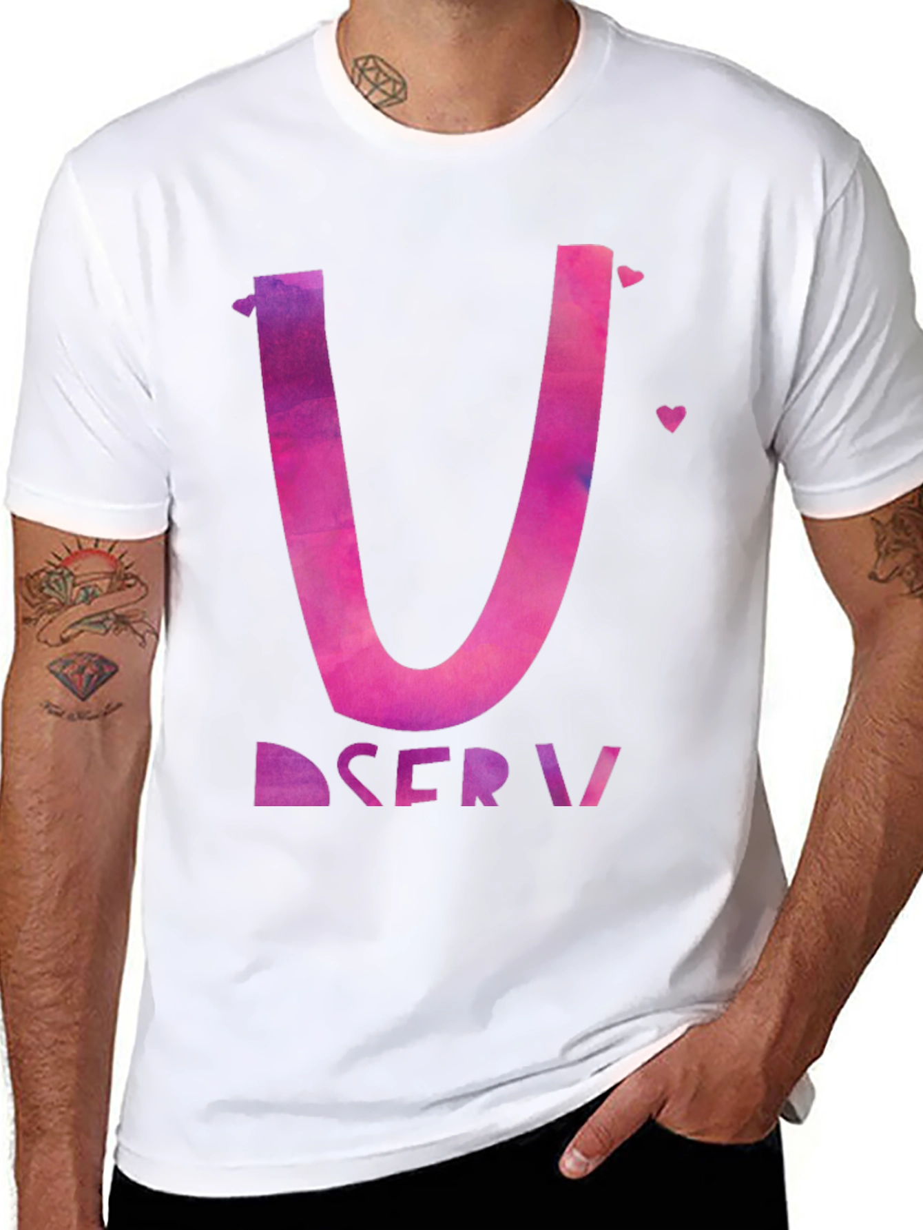 Love Letter Initial U Graphic Tee - Black
