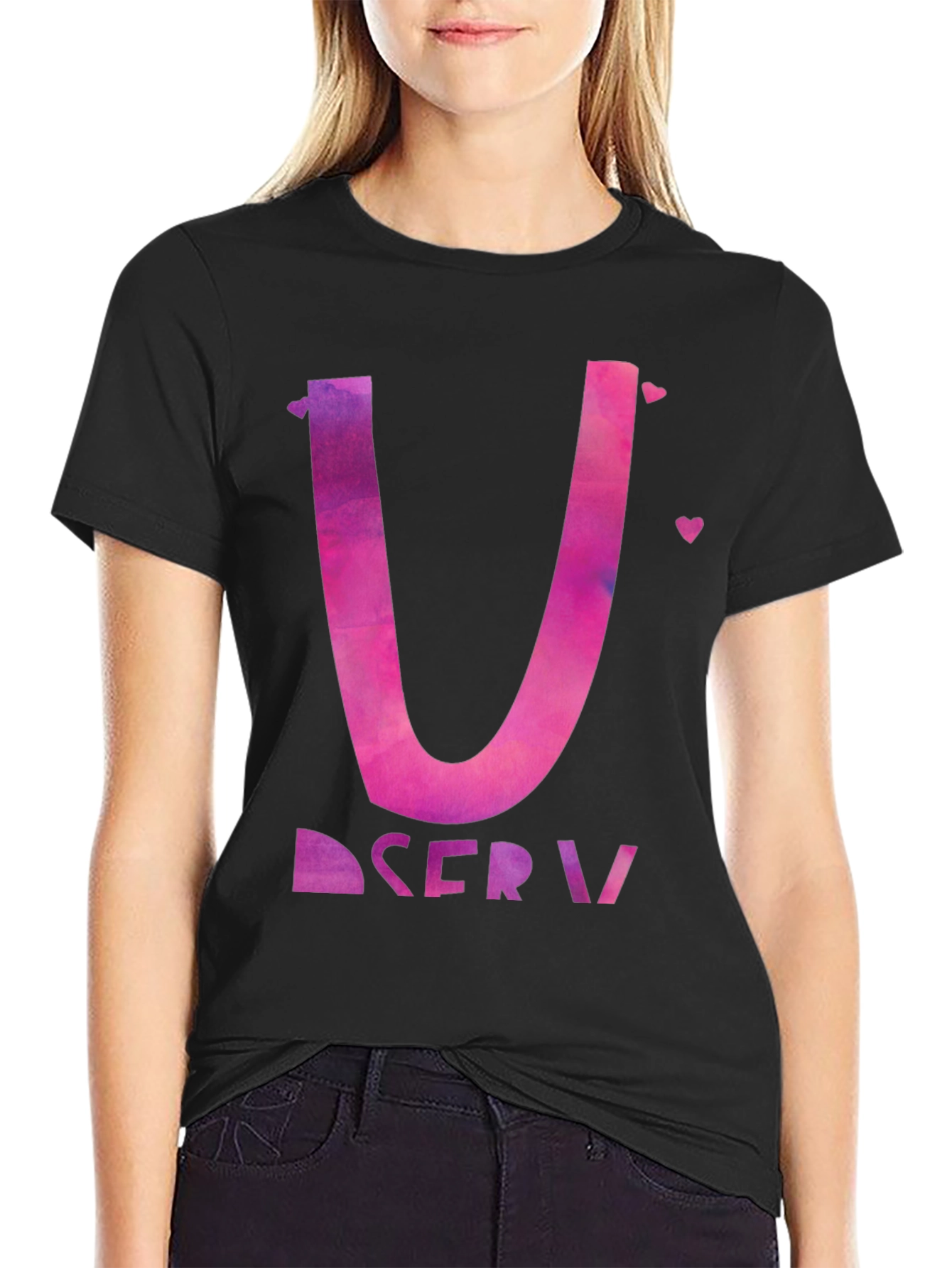 Love Letter Initial U Graphic Tee - Black