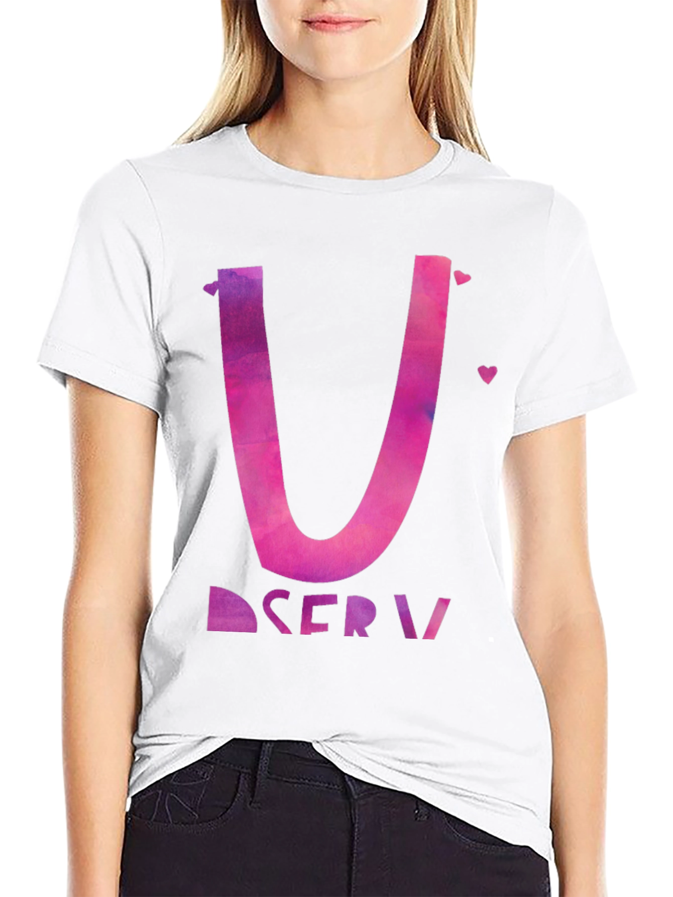 Love Letter Initial U Graphic Tee - Black