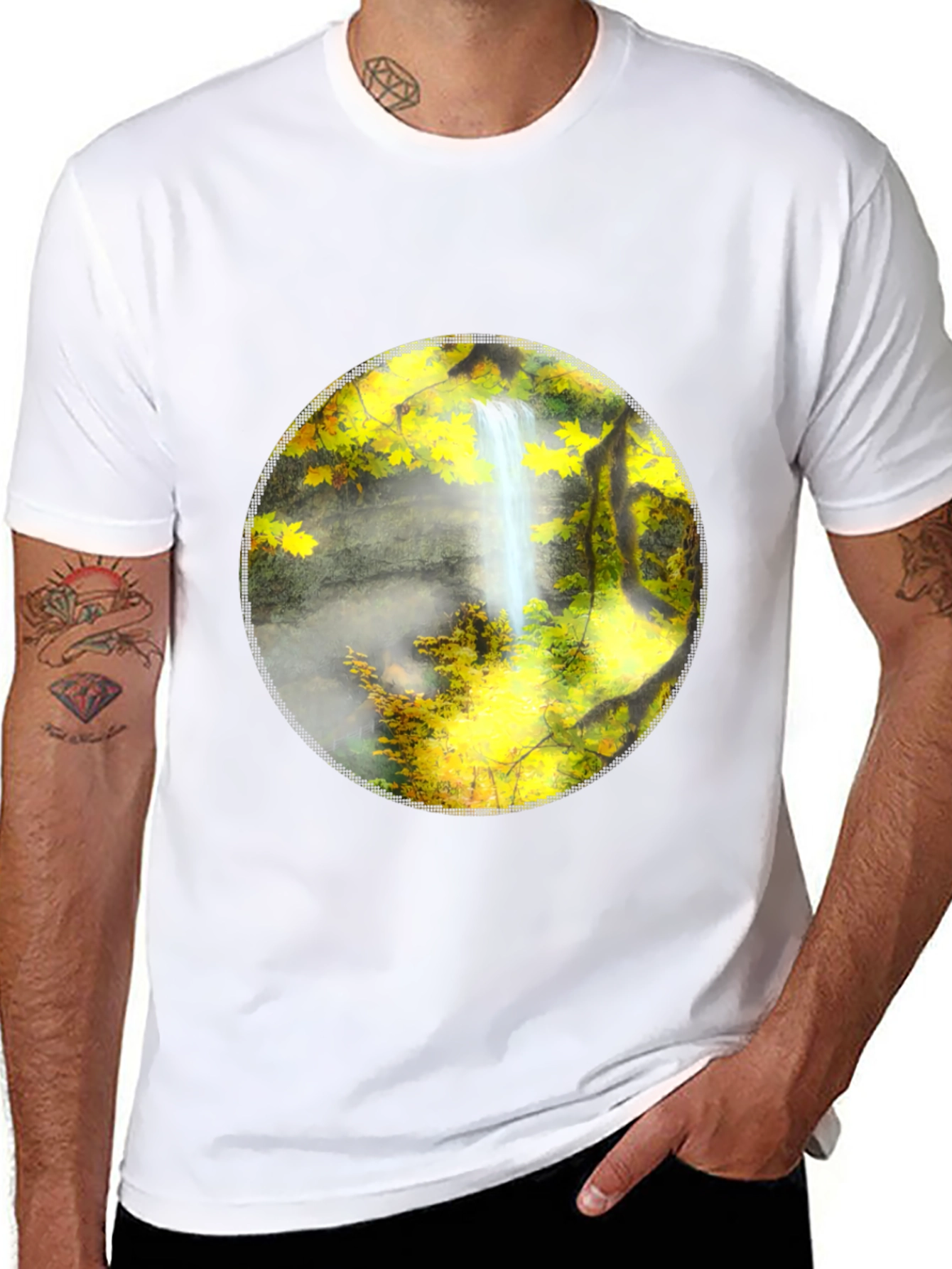 Waterfall Graphic Tee - Nature Lovers Black T-Shirt