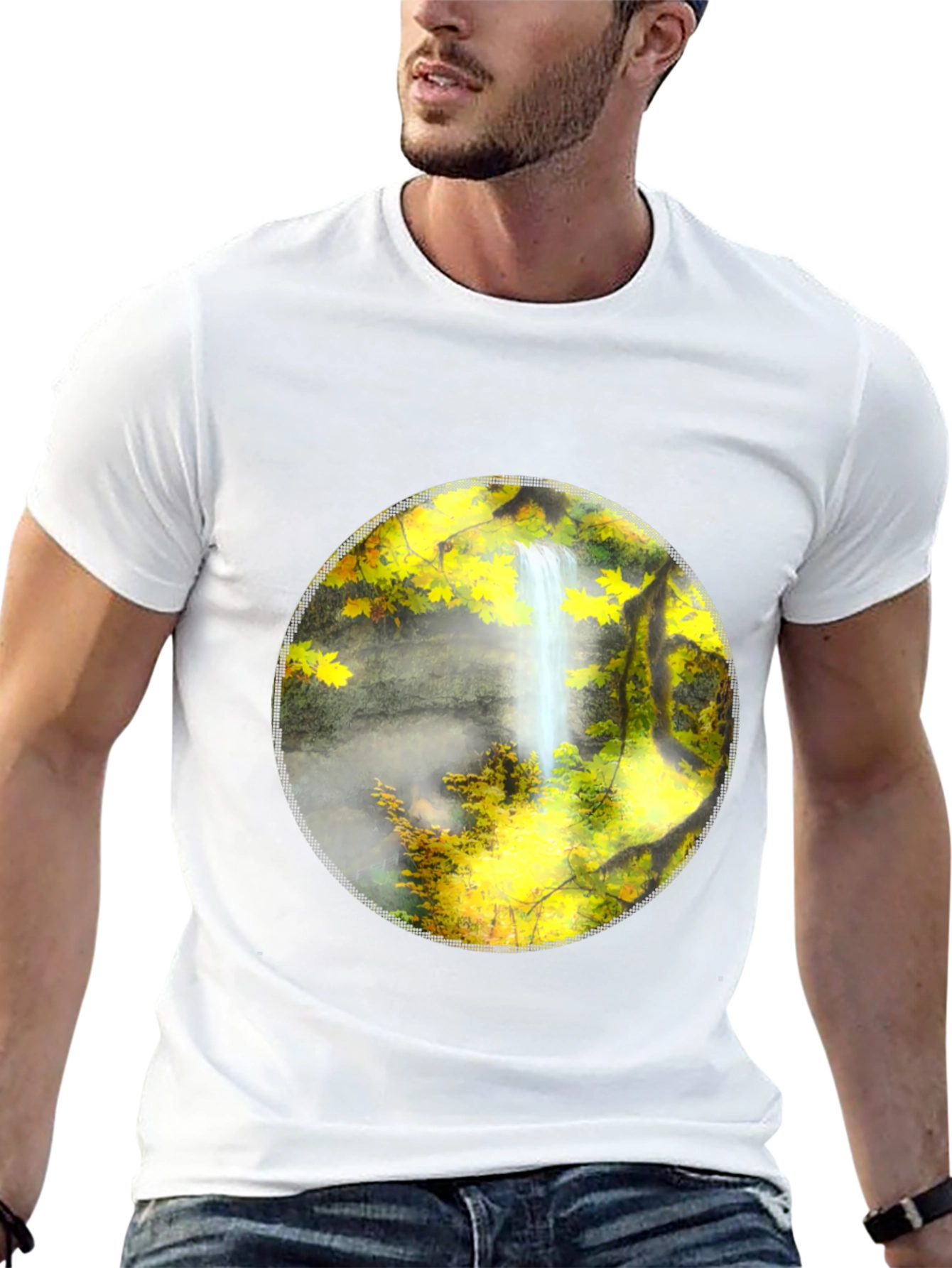 Waterfall Graphic Tee - Nature Lovers Black T-Shirt