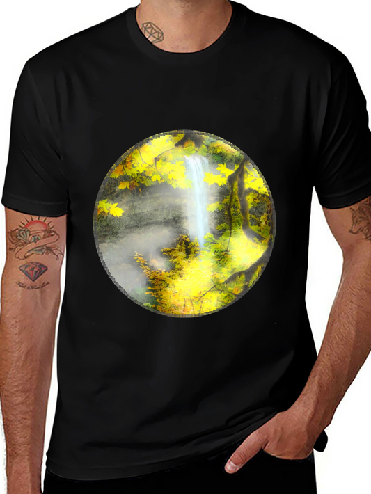 Waterfall Graphic Tee - Nature Lovers Black T-Shirt