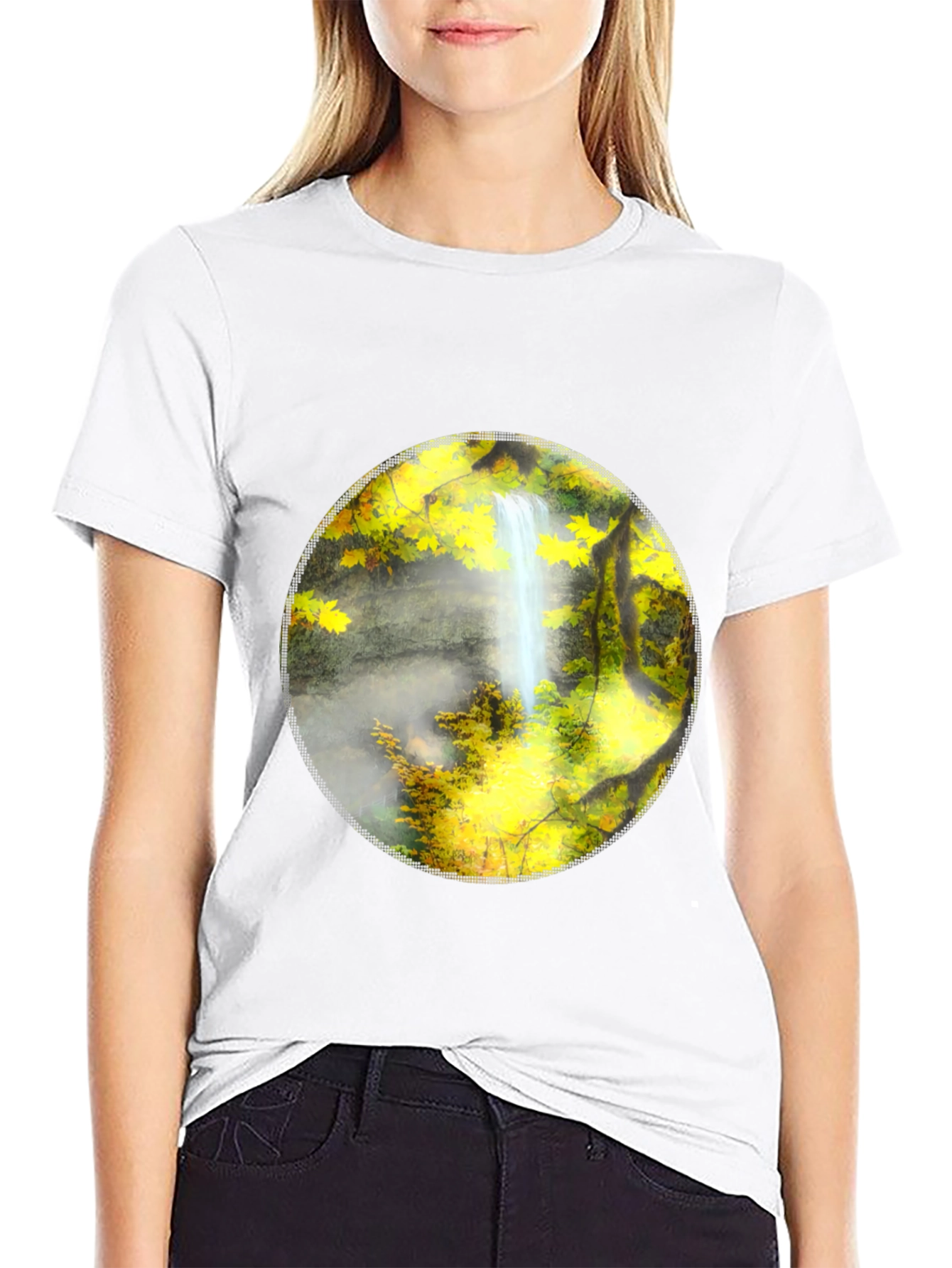 Waterfall Graphic Tee - Nature Lovers Black T-Shirt