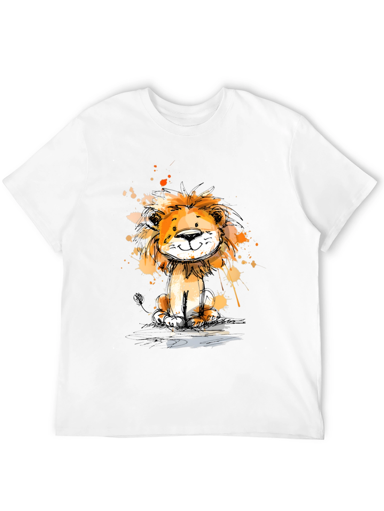 Cute Lion Graphic Print Black T-Shirt