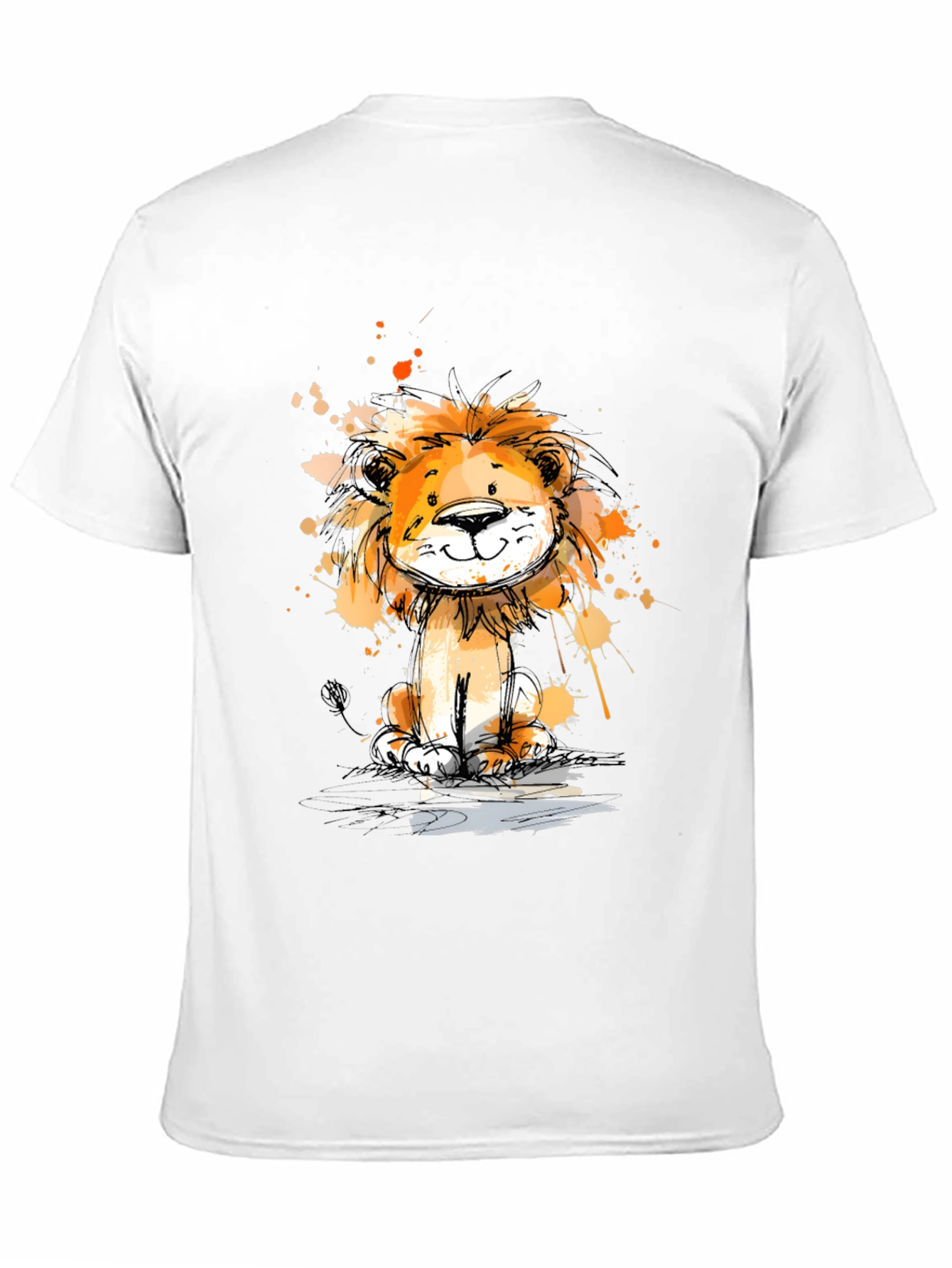 Cute Lion Graphic Print Black T-Shirt