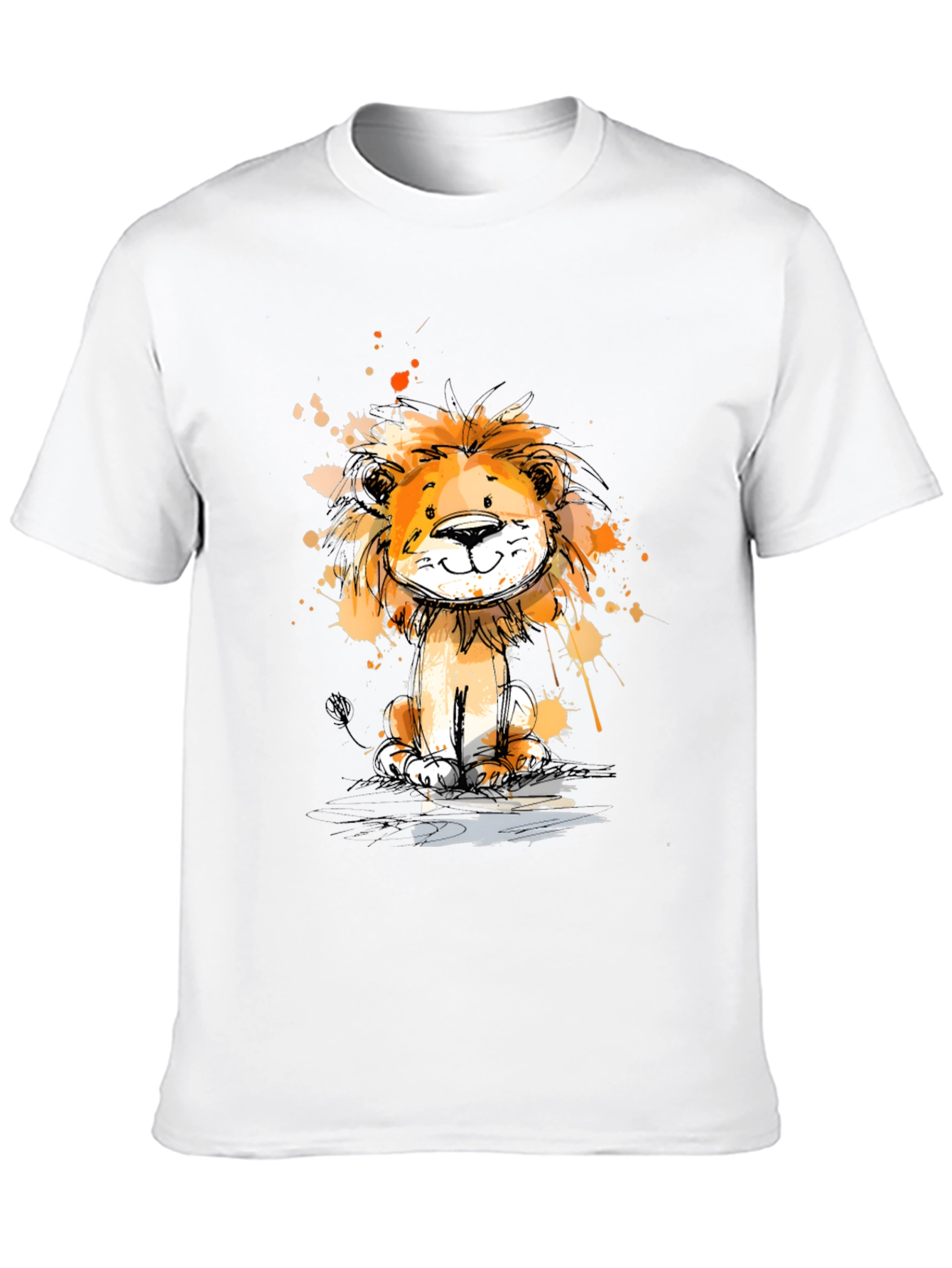 Cute Lion Graphic Print Black T-Shirt