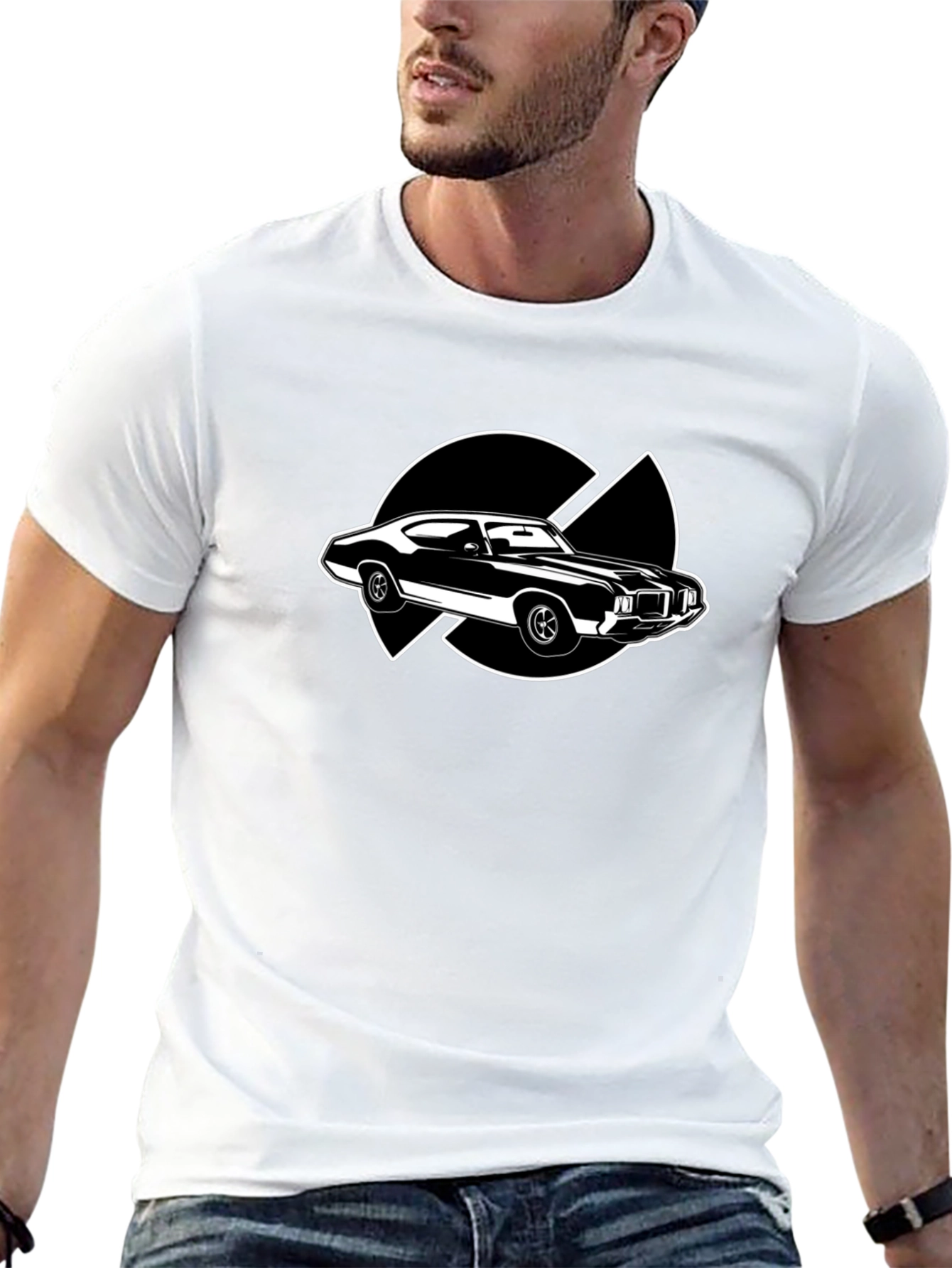 Classic Car Graphic Tee - Black Cotton T-Shirt