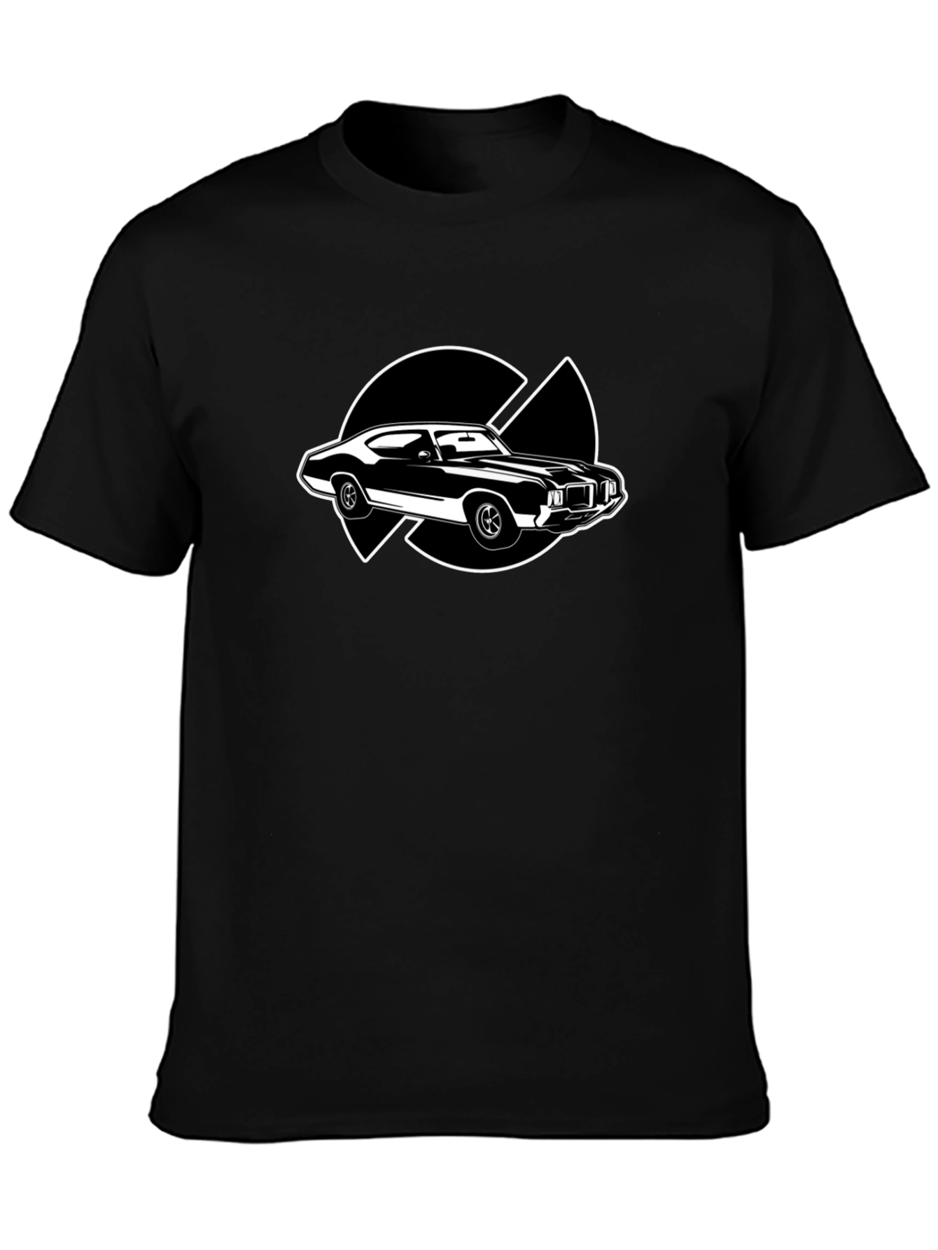 Classic Car Graphic Tee - Black Cotton T-Shirt