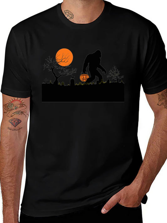 Halloween Bigfoot T-Shirt - Spooky Sasquatch Pumpkin Design