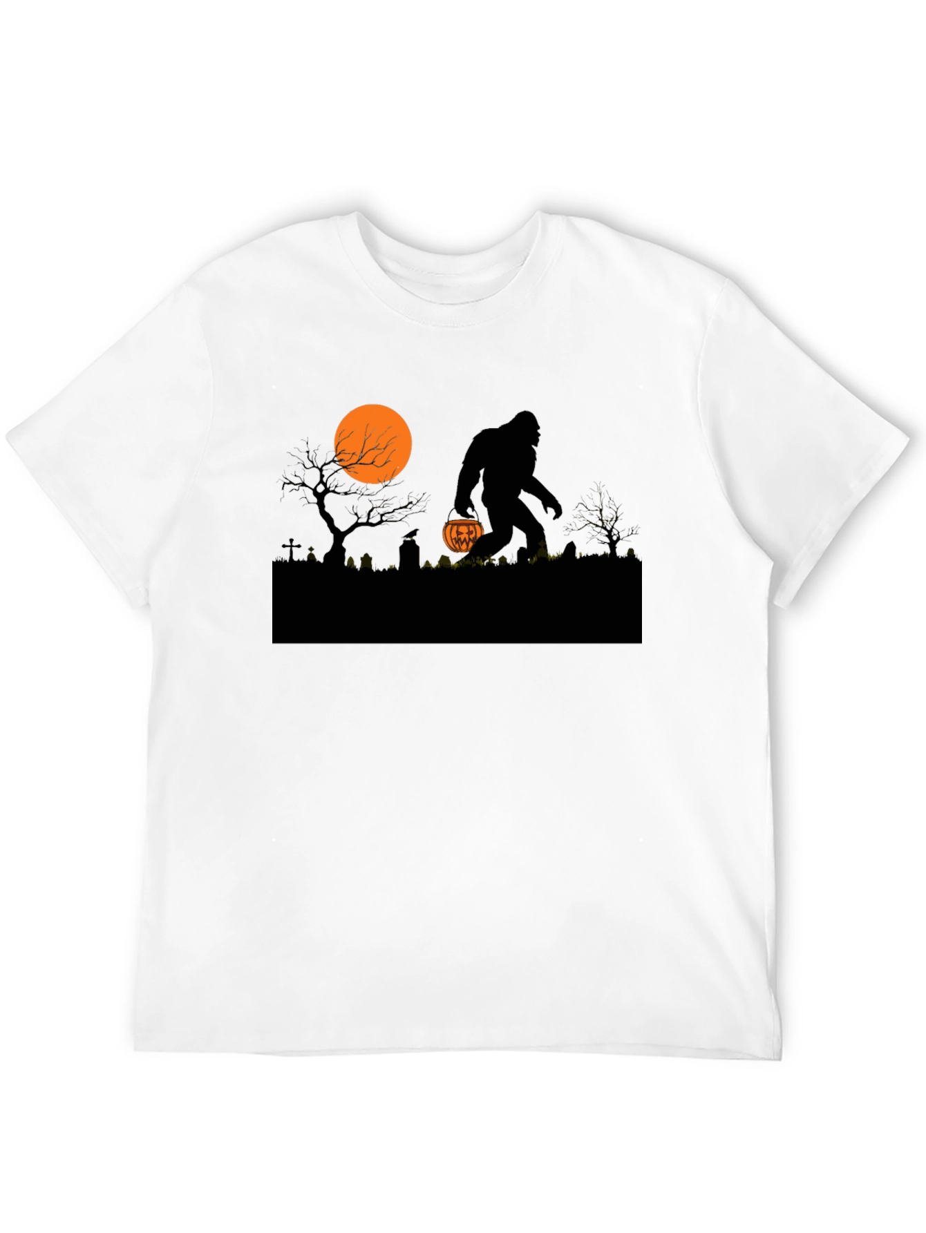 Halloween Bigfoot T-Shirt - Spooky Sasquatch Pumpkin Design