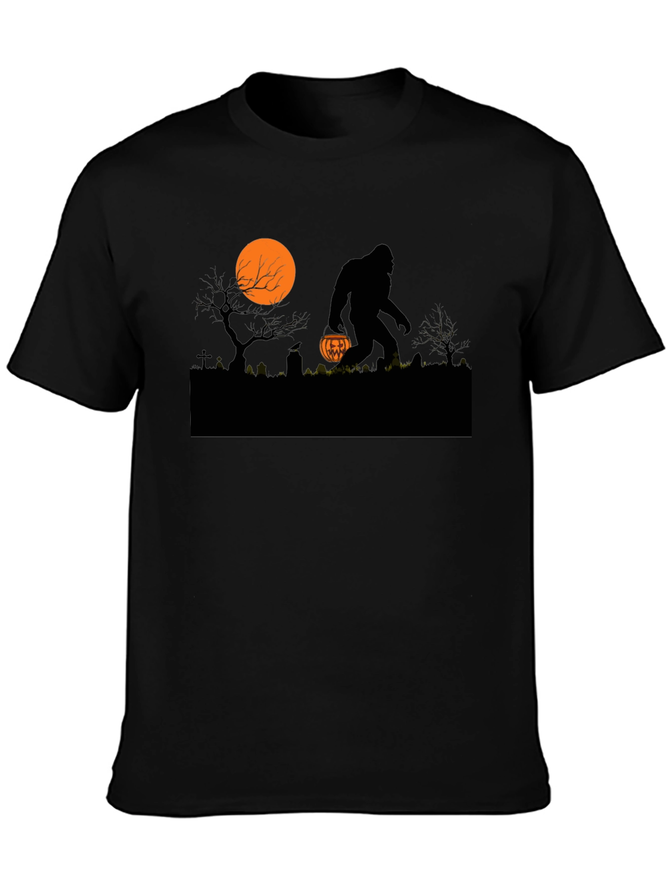 Halloween Bigfoot T-Shirt - Spooky Sasquatch Pumpkin Design