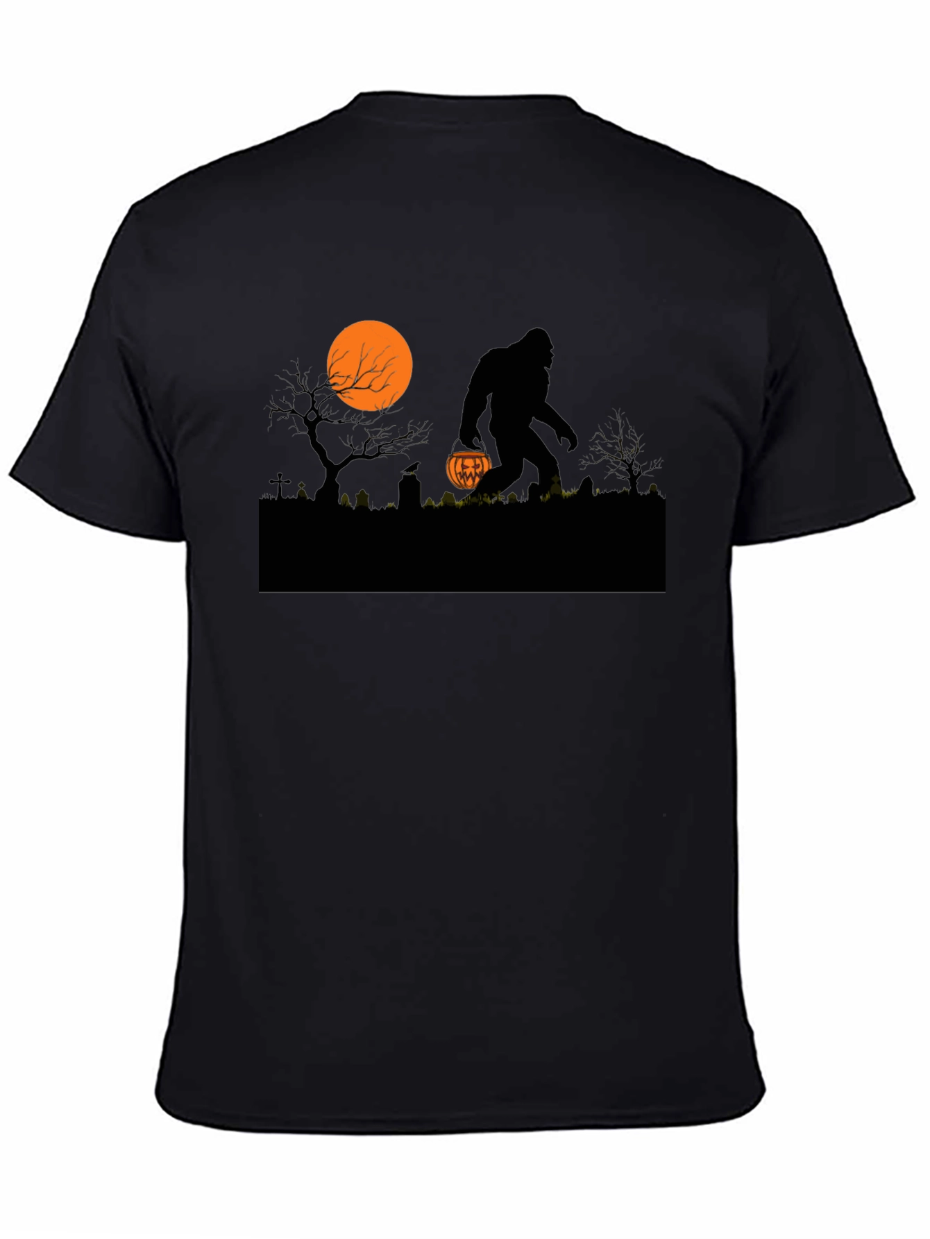 Halloween Bigfoot T-Shirt - Spooky Sasquatch Pumpkin Design