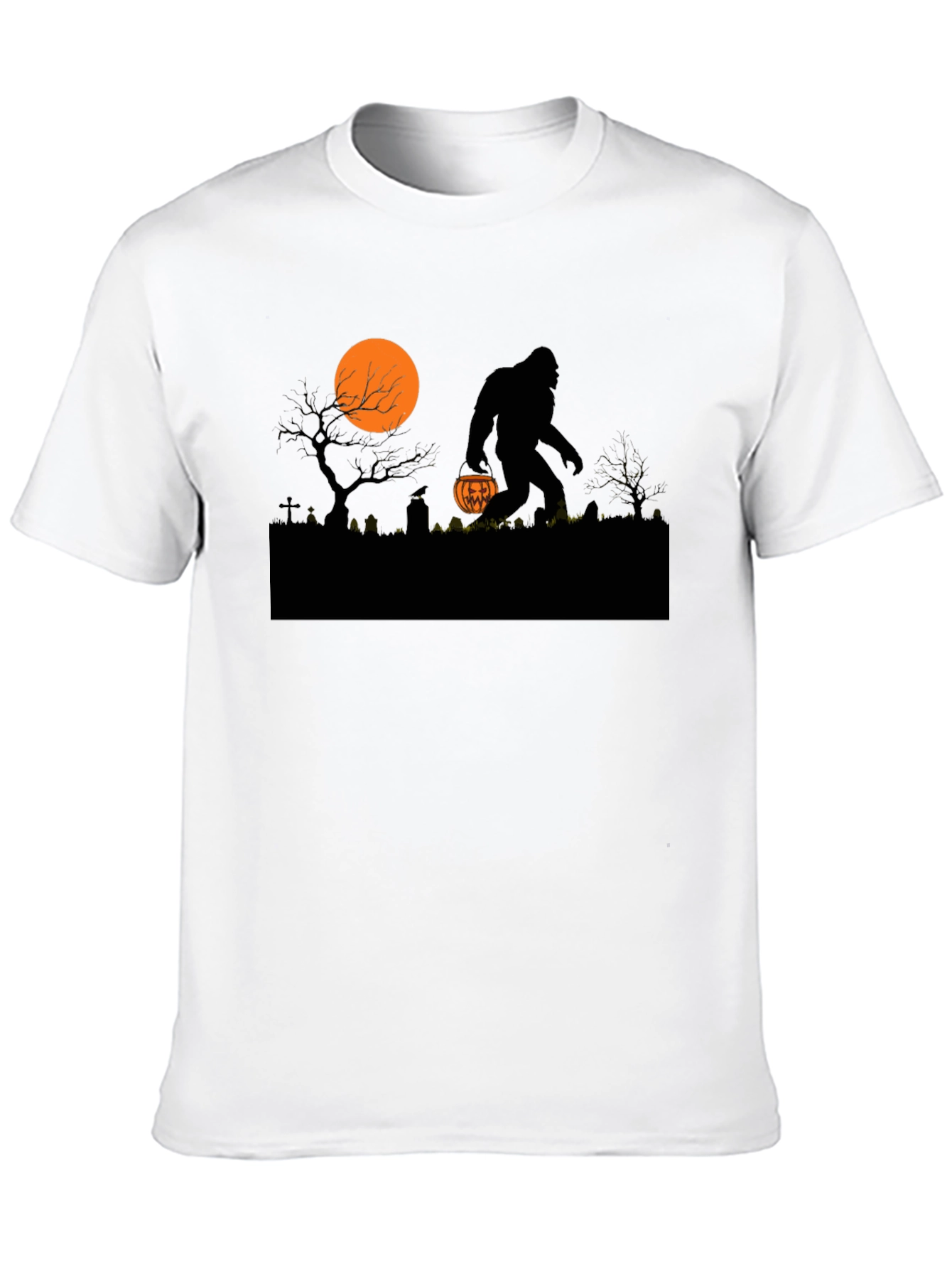 Halloween Bigfoot T-Shirt - Spooky Sasquatch Pumpkin Design