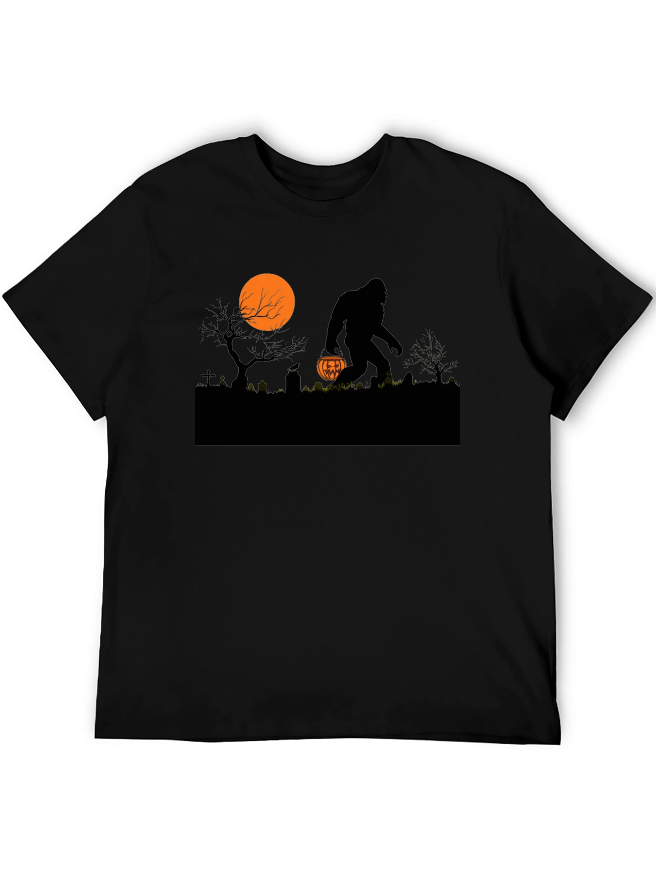 Halloween Bigfoot T-Shirt - Spooky Sasquatch Pumpkin Design