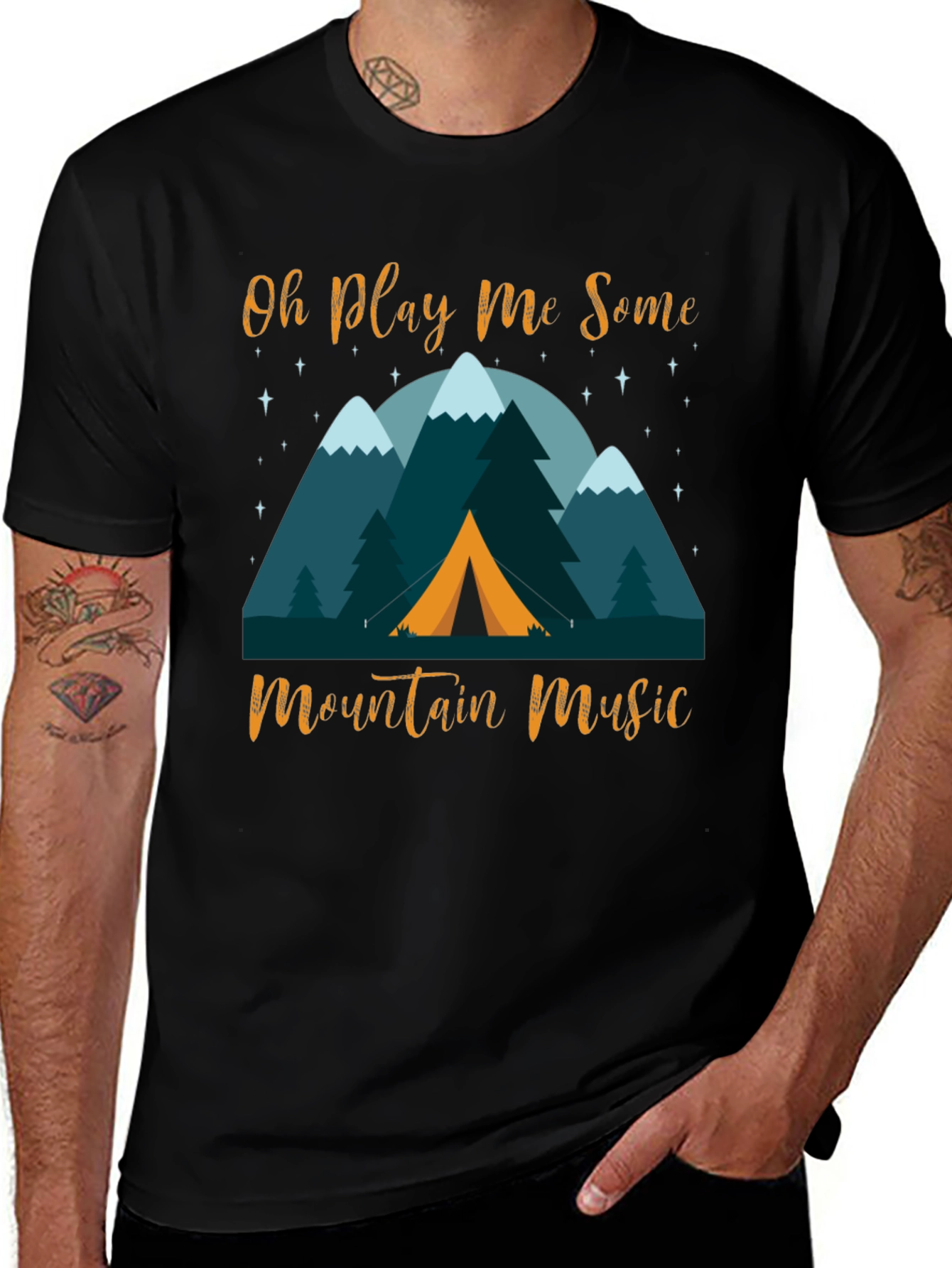 Mountain Music Graphic T-Shirt - Camping Design